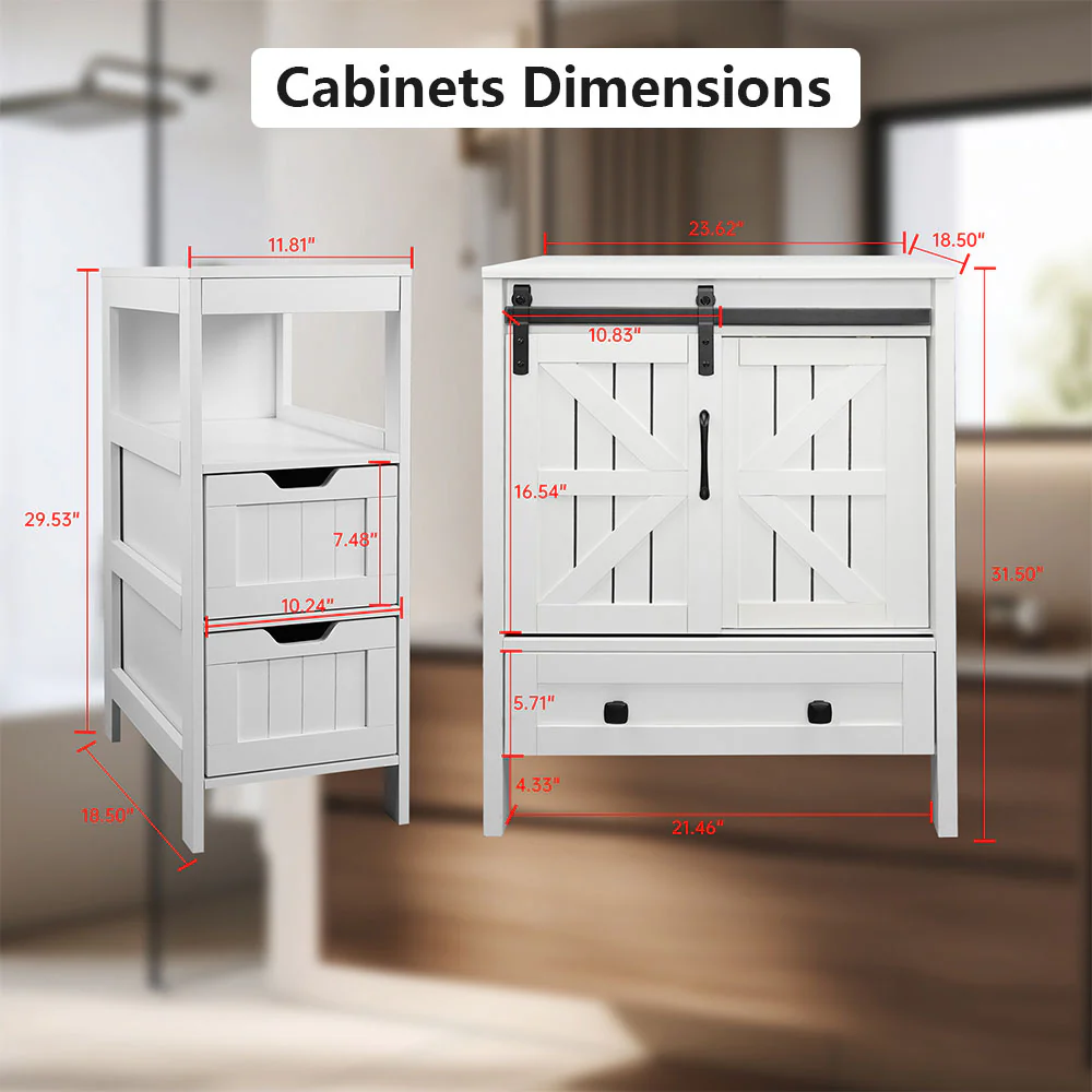 Sigsyl 12 Inch Bathroom Floor Storage Cabinet | 4 Shelves with 2 Adjustable Drawers - Image 5