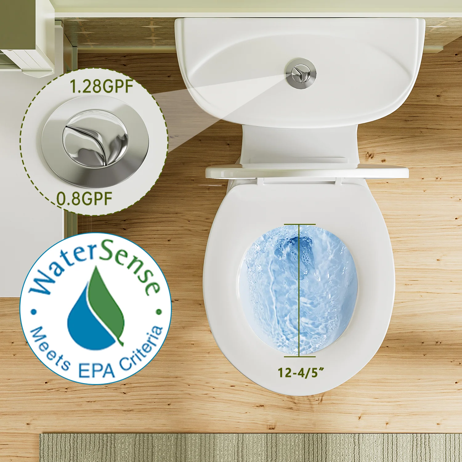 ELEMAZ 19" Tall Toilet | ADA Height Toilet Rear Discharge - Image 5