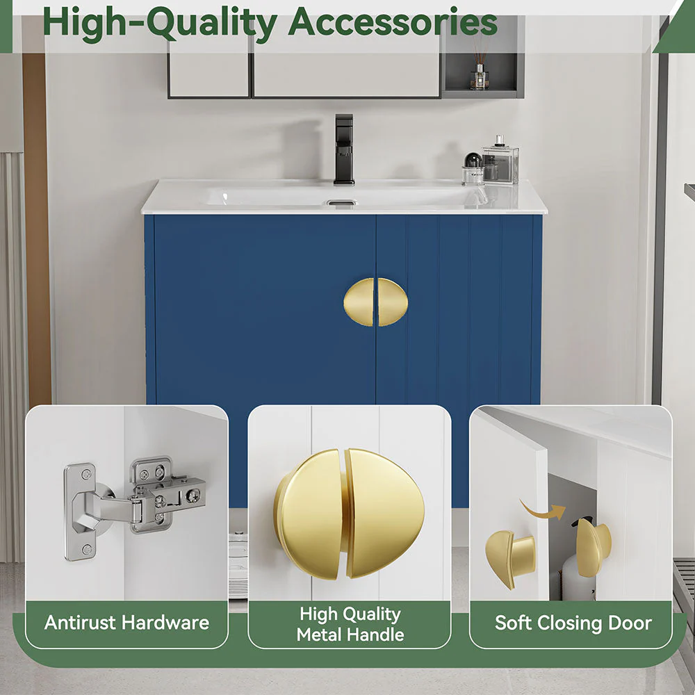 Sigsoul 24 Inch Floating Bathroom Vanity | Blue - Image 3
