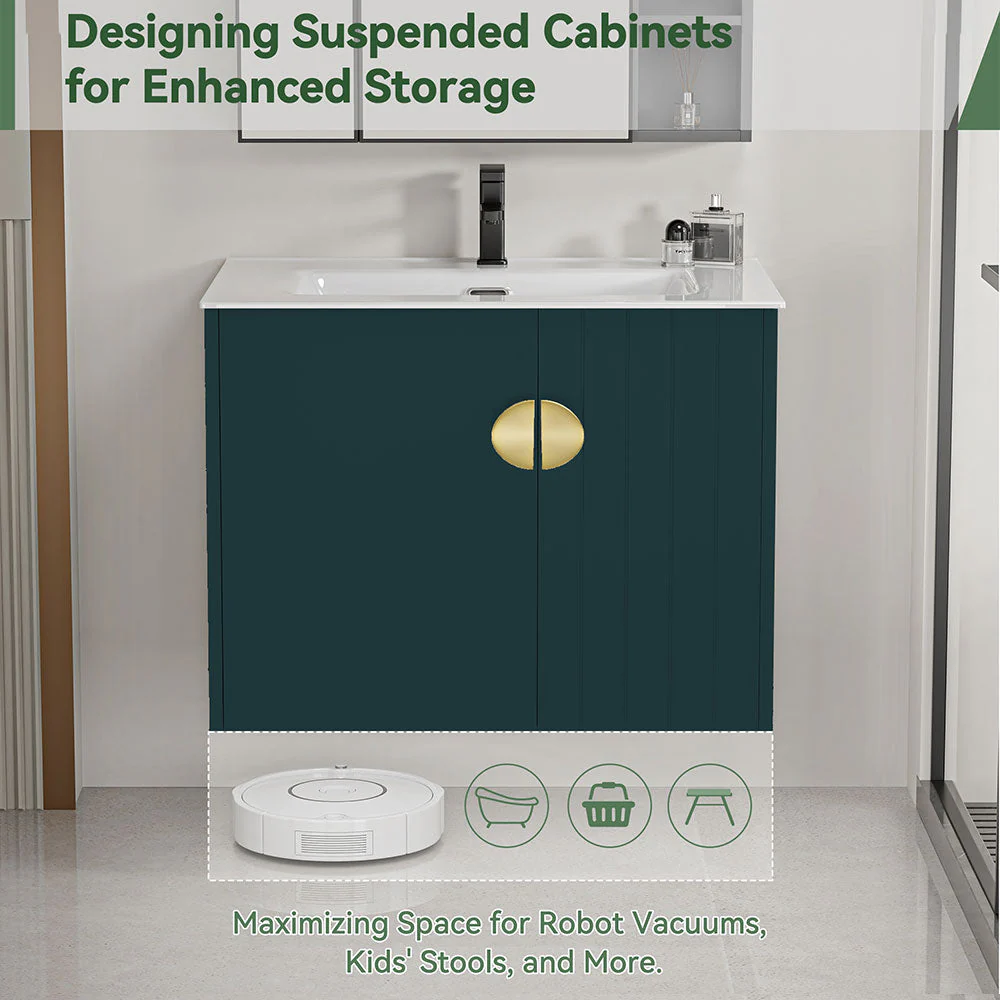Sigsoul 24 Inch Floating Bathroom Vanity | Green - Image 4