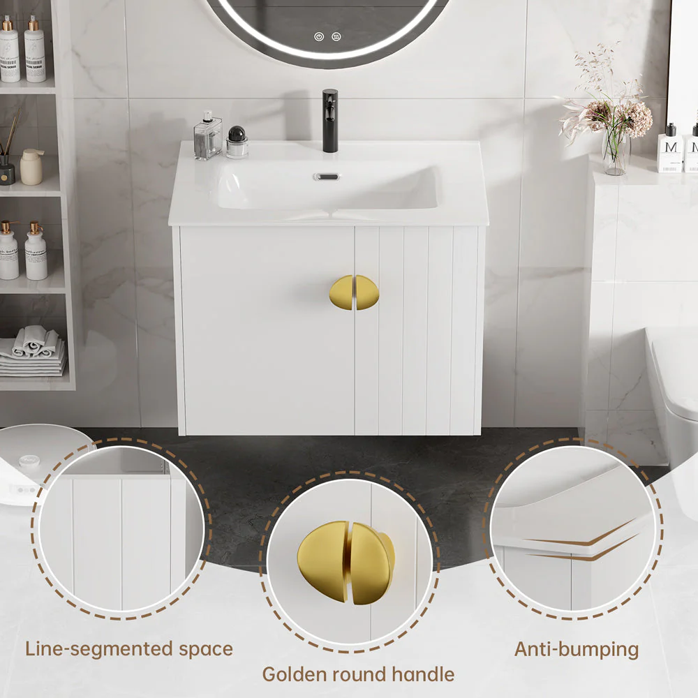 Sigsoul 24 Inch Floating Bathroom Vanity | White - Image 4