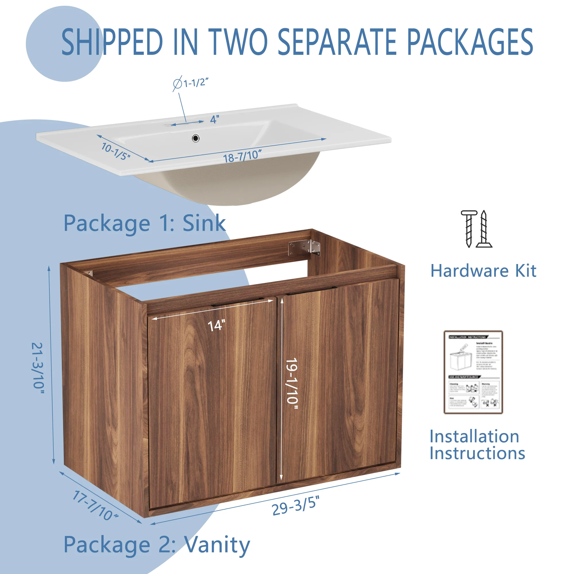 Sigsoul 30 inch Floating Wood Bathroom Vanity - Image 8