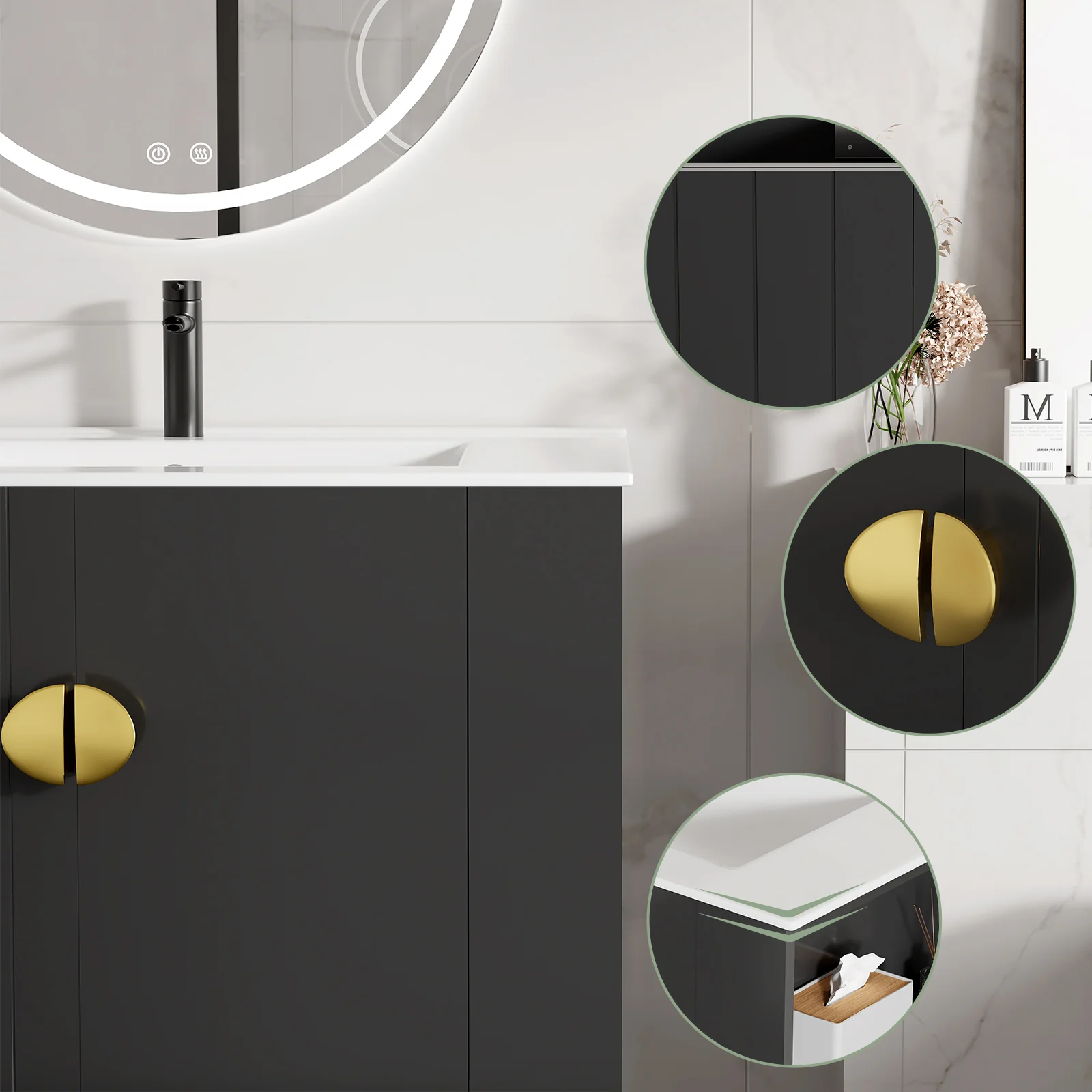Sigsoul 30 Inch Floating Bathroom Vanity | Black - Image 5