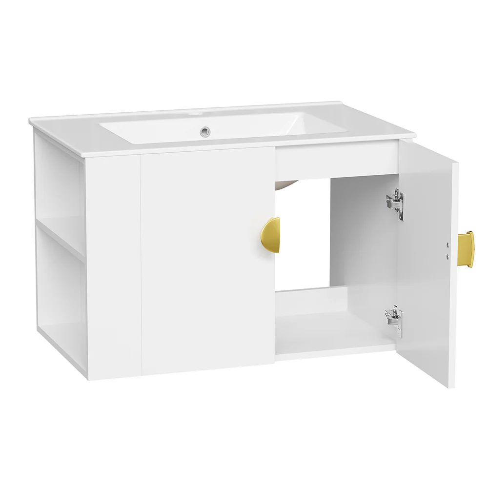 Sigsoul 30 inch Floating Bathroom Vanity | 3-Hole Sink & Left-Side Open Shelving - Image 6
