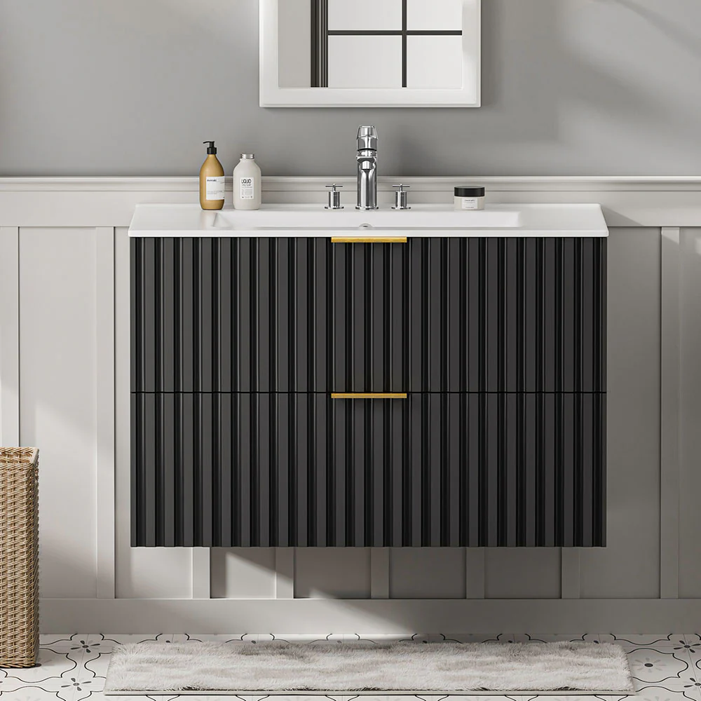 Sigsoul 30 Inch Floating Vanity | Black Modern Line Bathroom Cabinet - Image 3