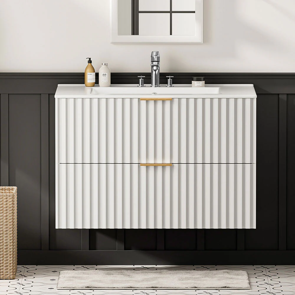 Sigsoul 30 Inch Floating Vanity | White Modern Line Bathroom Cabinet - Image 3