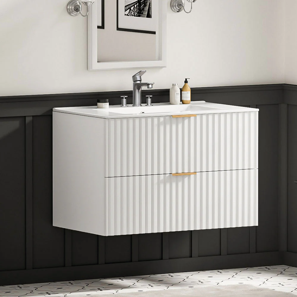 Sigsoul 30 Inch Floating Vanity | White Modern Line Bathroom Cabinet - Image 4