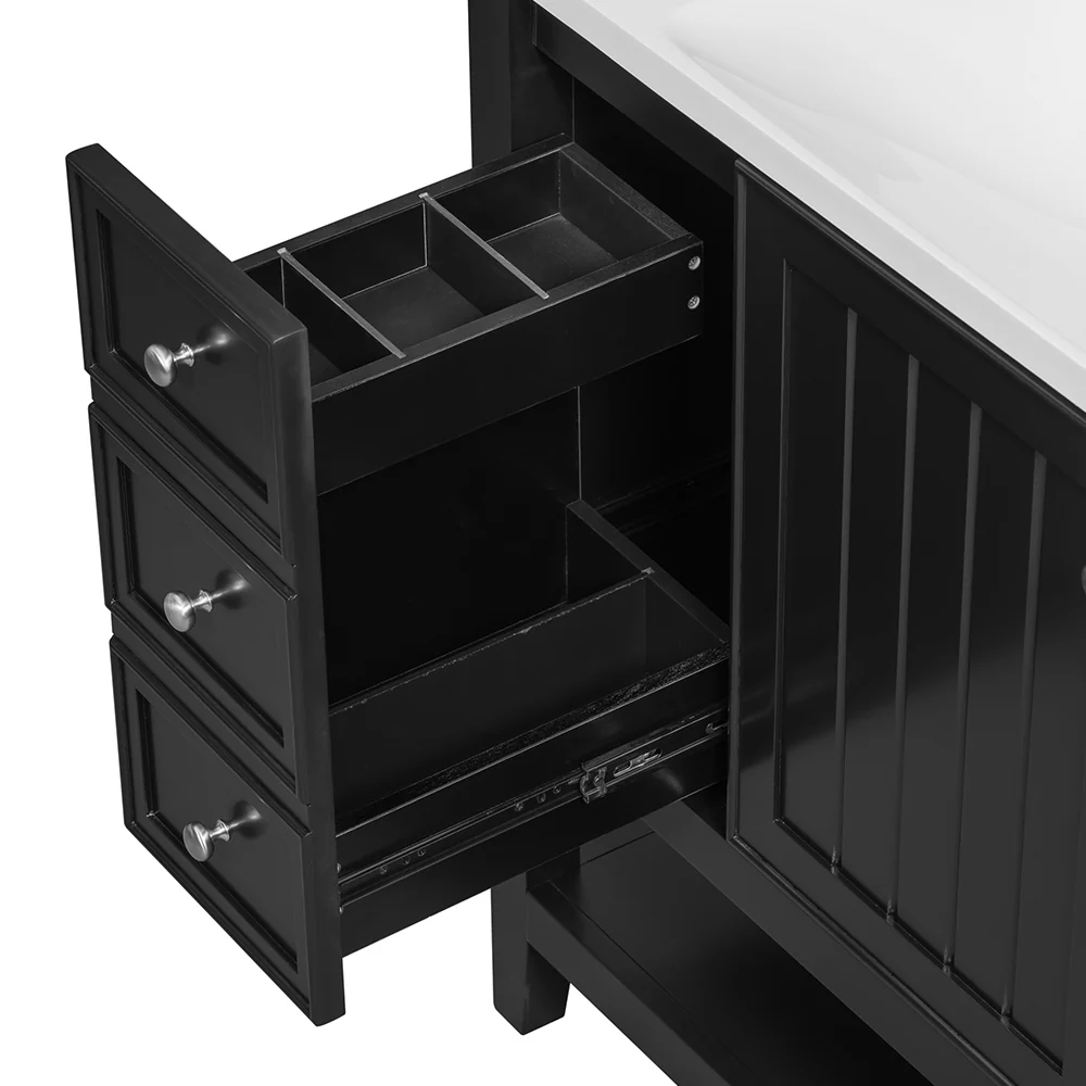 Sigsoul 36 Inch Bathroom Vanity Black | 3 Drawers 1 Door 1 Shelf - Image 3
