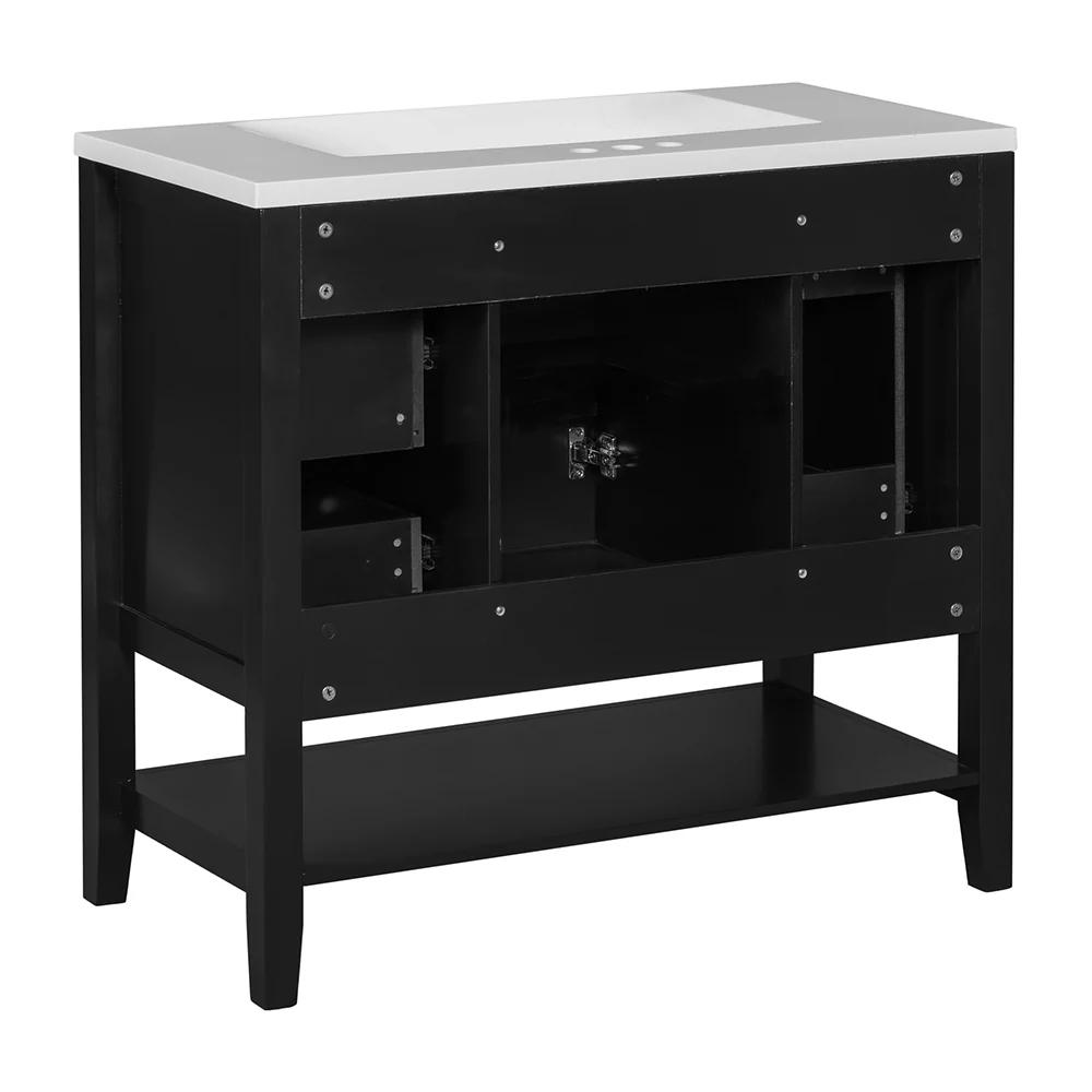 Sigsoul 36 Inch Bathroom Vanity Black | 3 Drawers 1 Door 1 Shelf - Image 7