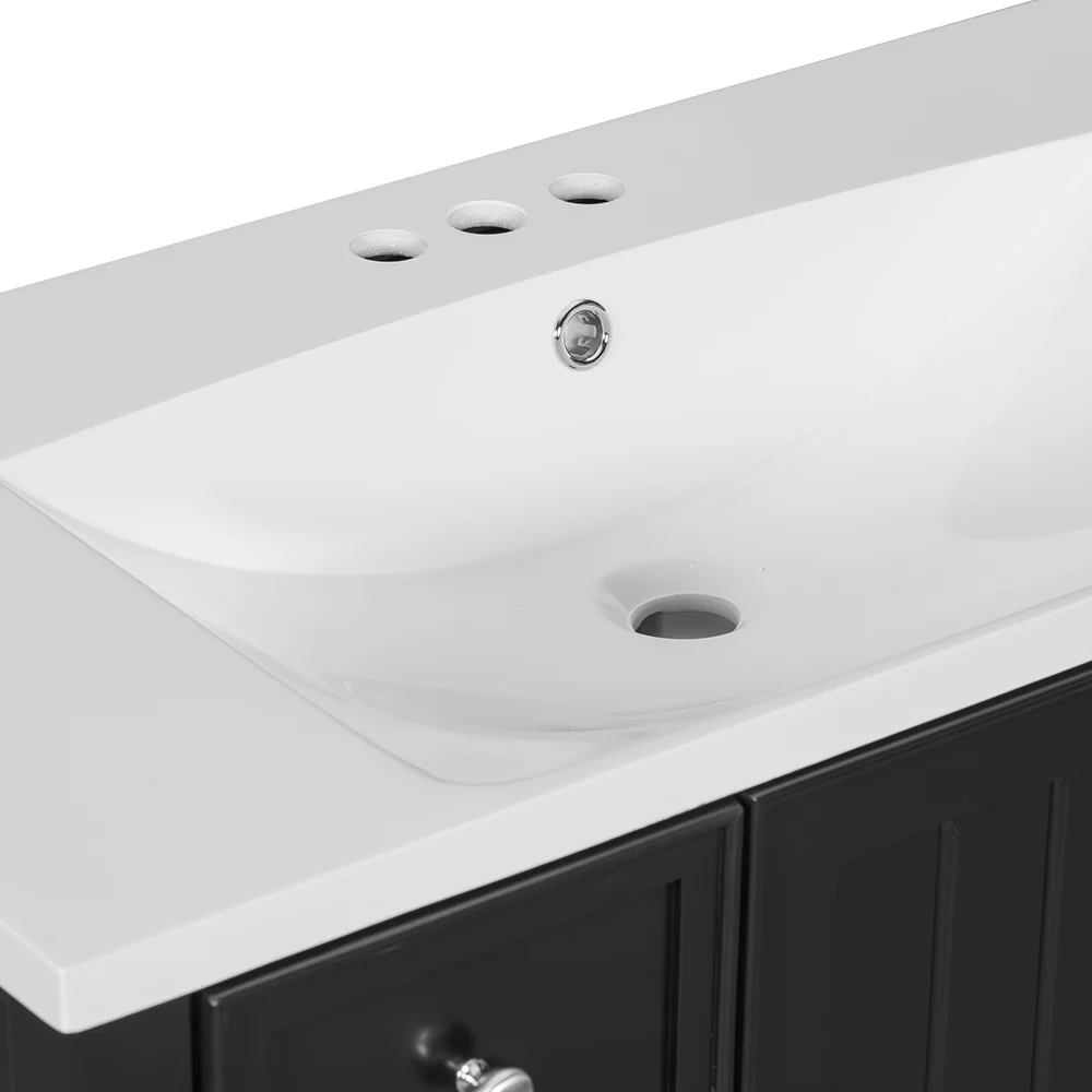 Sigsoul 36 Inch Bathroom Vanity Black | 3 Drawers 1 Door 1 Shelf - Image 8