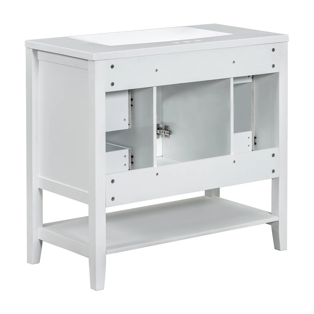 Sigsoul 36 Inch Bathroom Vanity White | 3 Drawers 1 Door 1 Shelf - Image 7