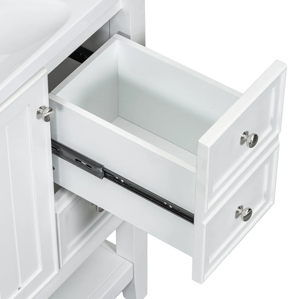 Sigsoul 36 Inch Bathroom Vanity White | 3 Drawers 1 Door 1 Shelf - Image 9