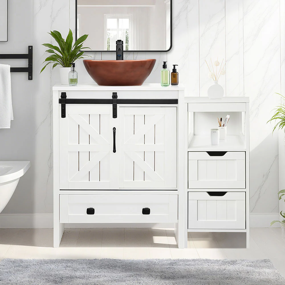 Sigsyl 36 Inch Vessel Sink Vanity | with Side Floor Cabinet, Faucet & Pop-up Drain - Image 13