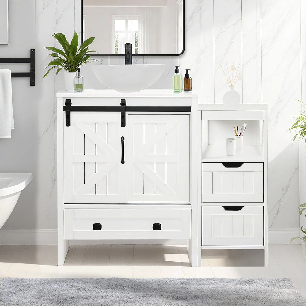 Sigsyl 36 Inch Vessel Sink Vanity | with Side Floor Cabinet, Faucet & Pop-up Drain - Image 19