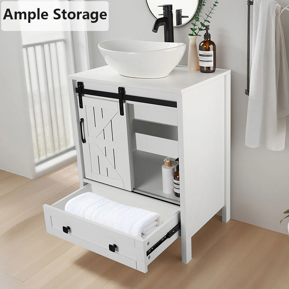 Sigsyl 36 Inch Vessel Sink Vanity | with Side Floor Cabinet, Faucet & Pop-up Drain - Image 23