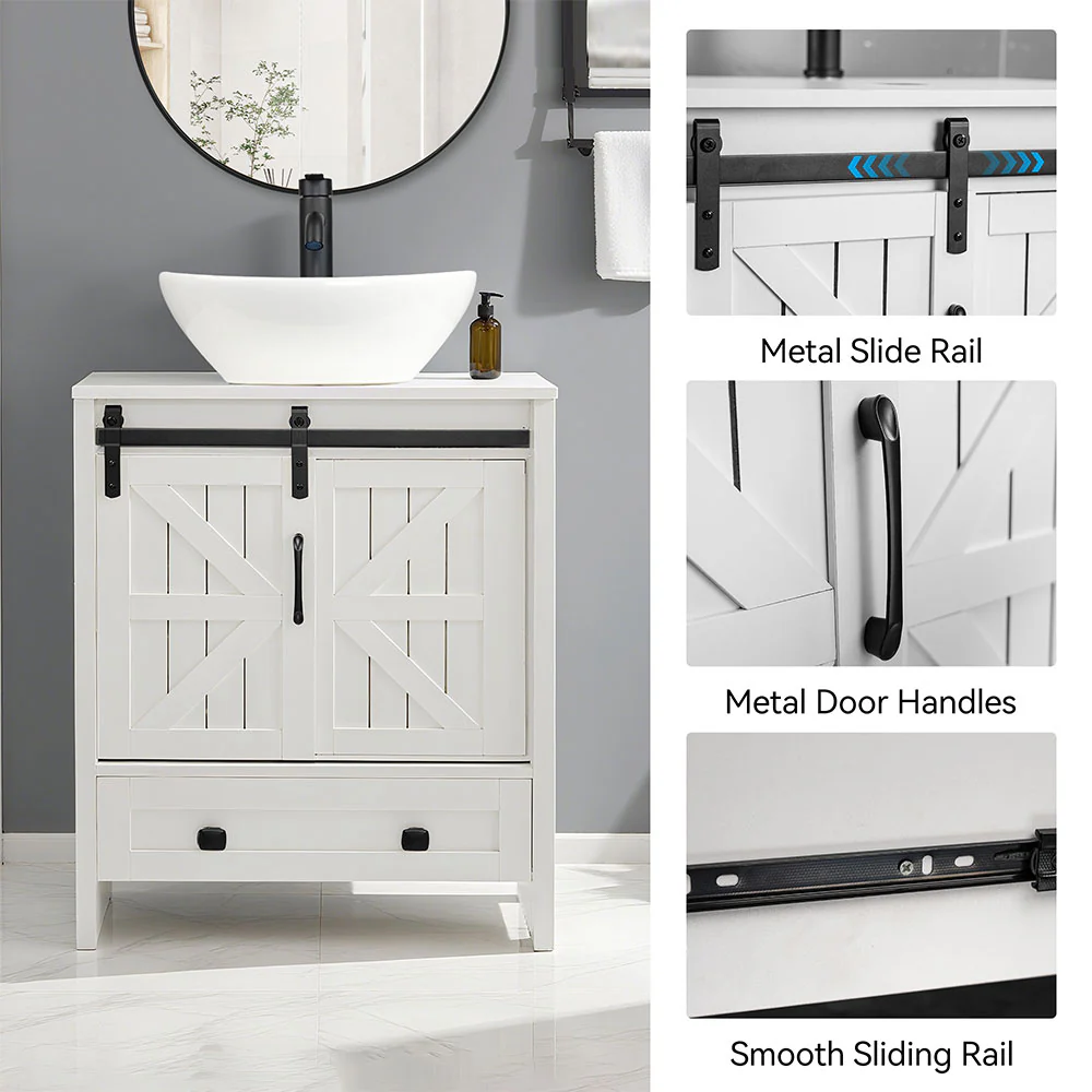 Sigsyl 36 Inch Vessel Sink Vanity | with Side Floor Cabinet, Faucet & Pop-up Drain - Image 3
