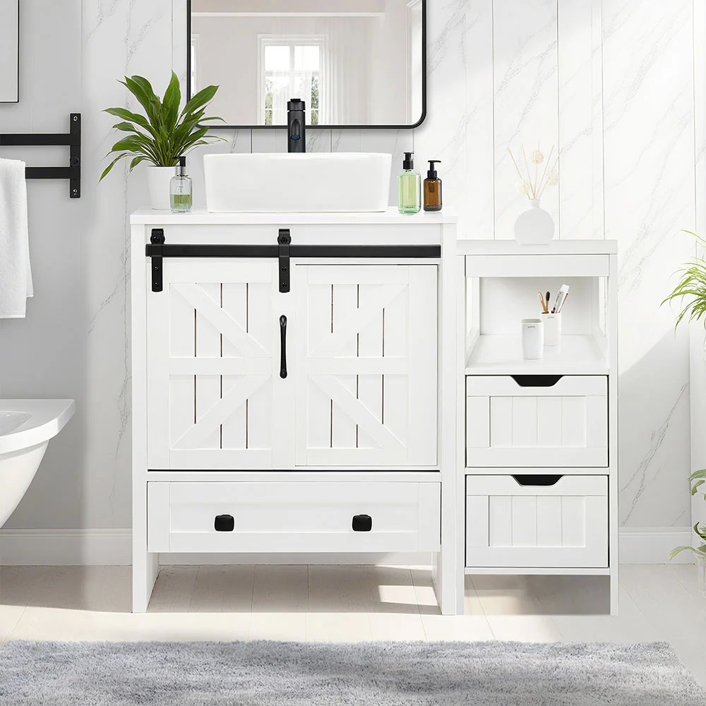 Sigsyl 36 Inch Vessel Sink Vanity | with Side Floor Cabinet, Faucet & Pop-up Drain - Image 5