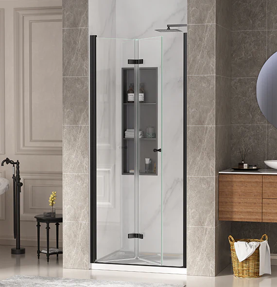 CALYZ 35-36" W × 72" H Frameless Bathroom Glass Bifold Shower Door