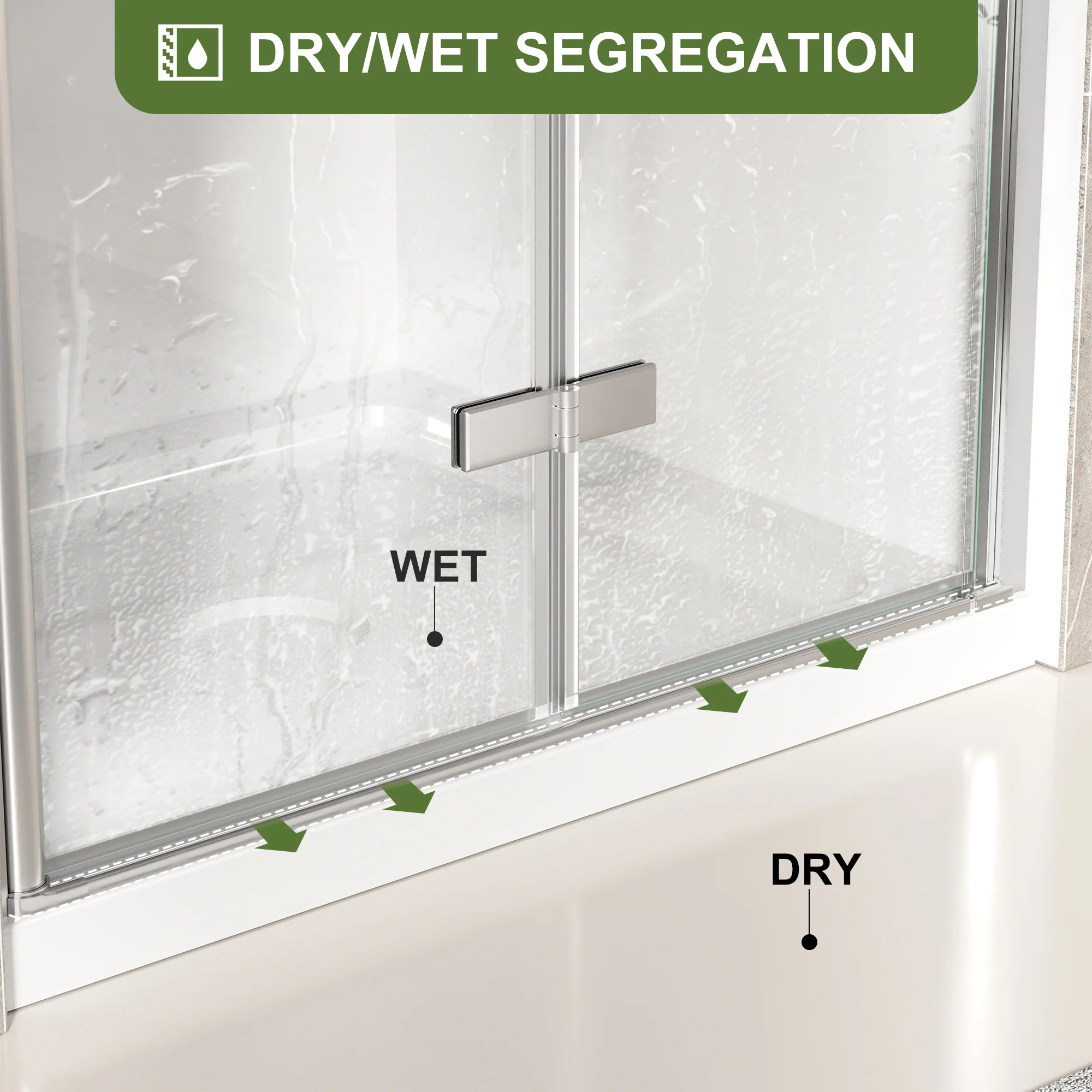 CALYZ 35-36" W × 72" H Frameless Bathroom Glass Bifold Shower Door - Image 10