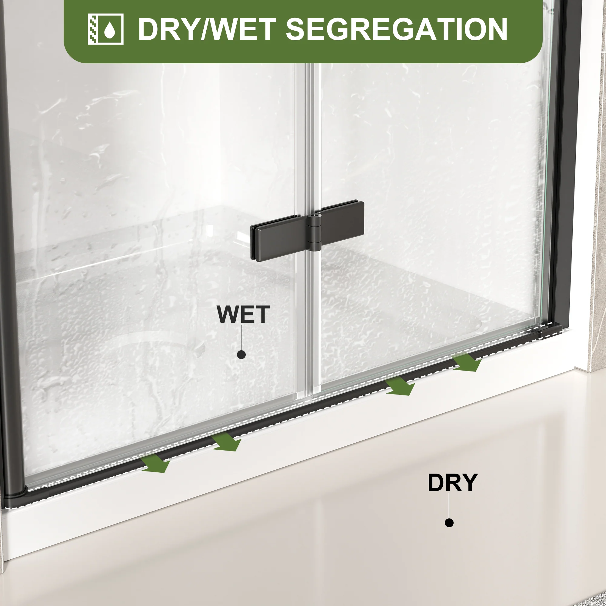 CALYZ 35-36" W × 72" H Frameless Bathroom Glass Bifold Shower Door - Image 4