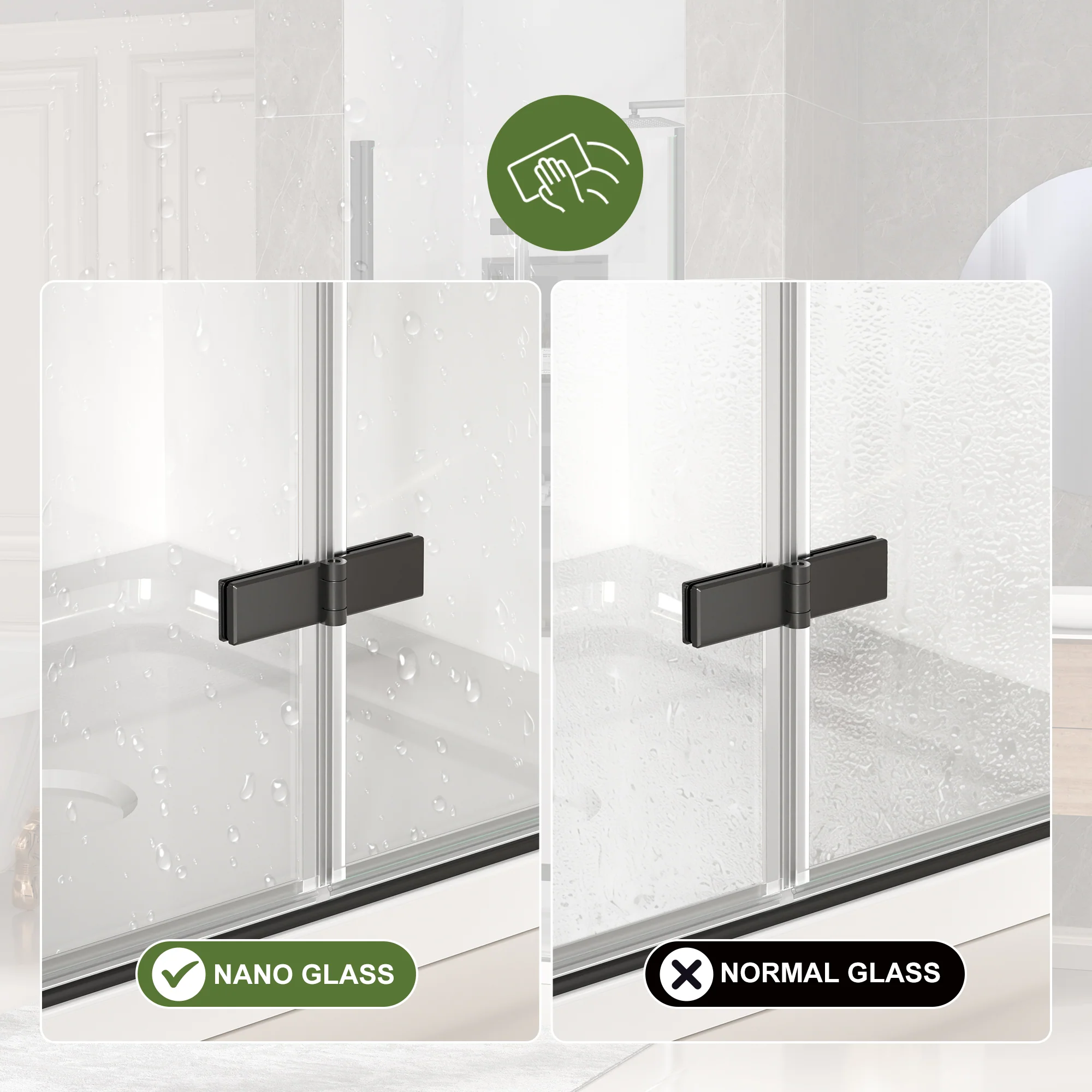 CALYZ 35-36" W × 72" H Frameless Bathroom Glass Bifold Shower Door - Image 5