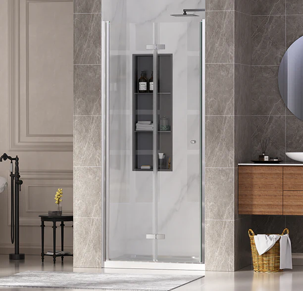 CALYZ 35-36" W × 72" H Frameless Bathroom Glass Bifold Shower Door - Image 8