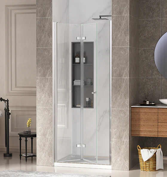 CALYZ 33-34" W × 72" H Frameless Bathroom Glass Bifold Shower Door - Image 7