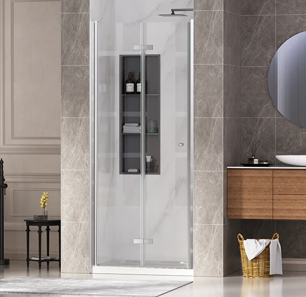 CALYZ 33-34" W × 72" H Frameless Bathroom Glass Bifold Shower Door - Image 8