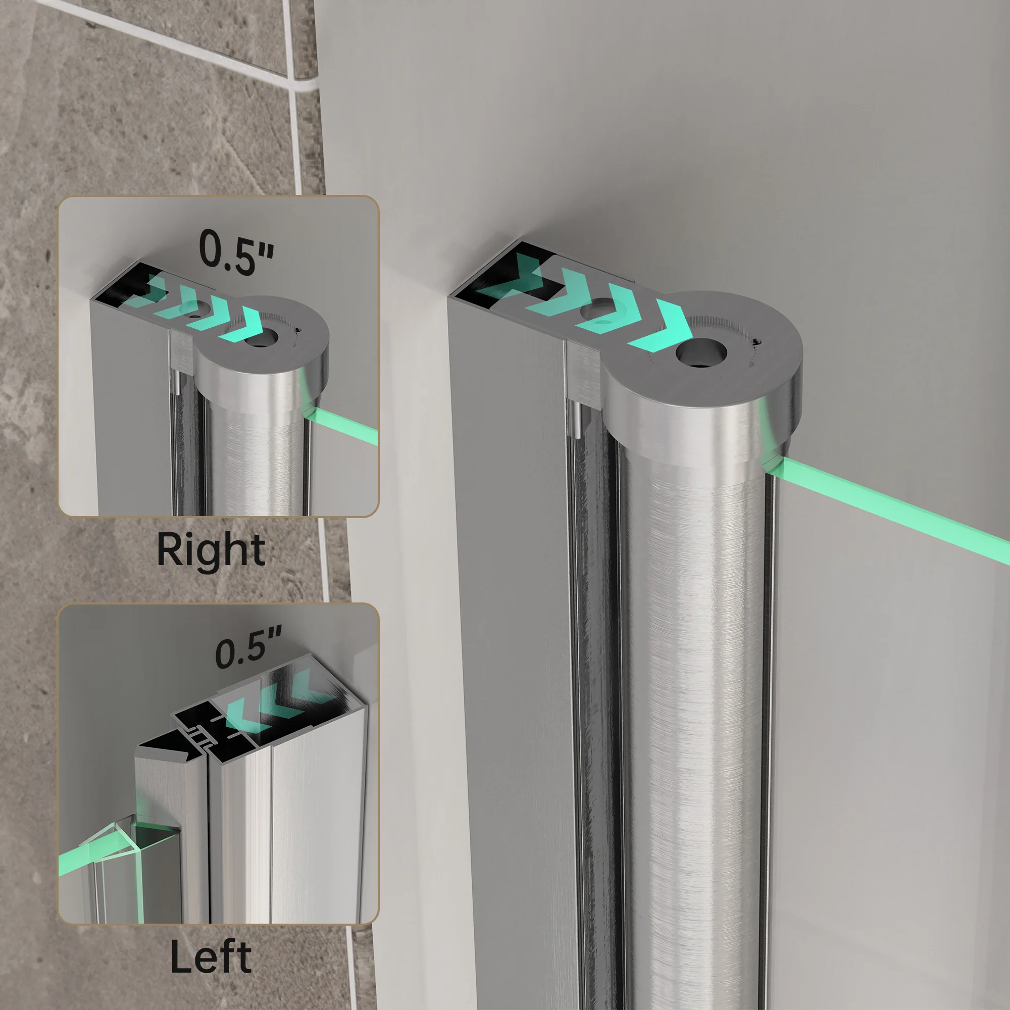 CALYZ 33-34" W × 72" H Frameless Bathroom Glass Bifold Shower Door - Image 9
