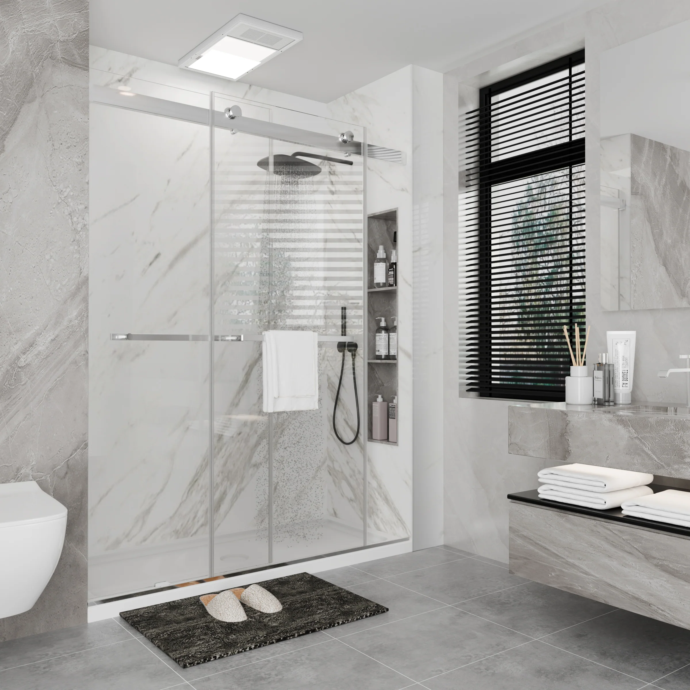 CALYZ Frameless Shower Door | Bypass Sliding 56-60"W x 75"H - Image 11