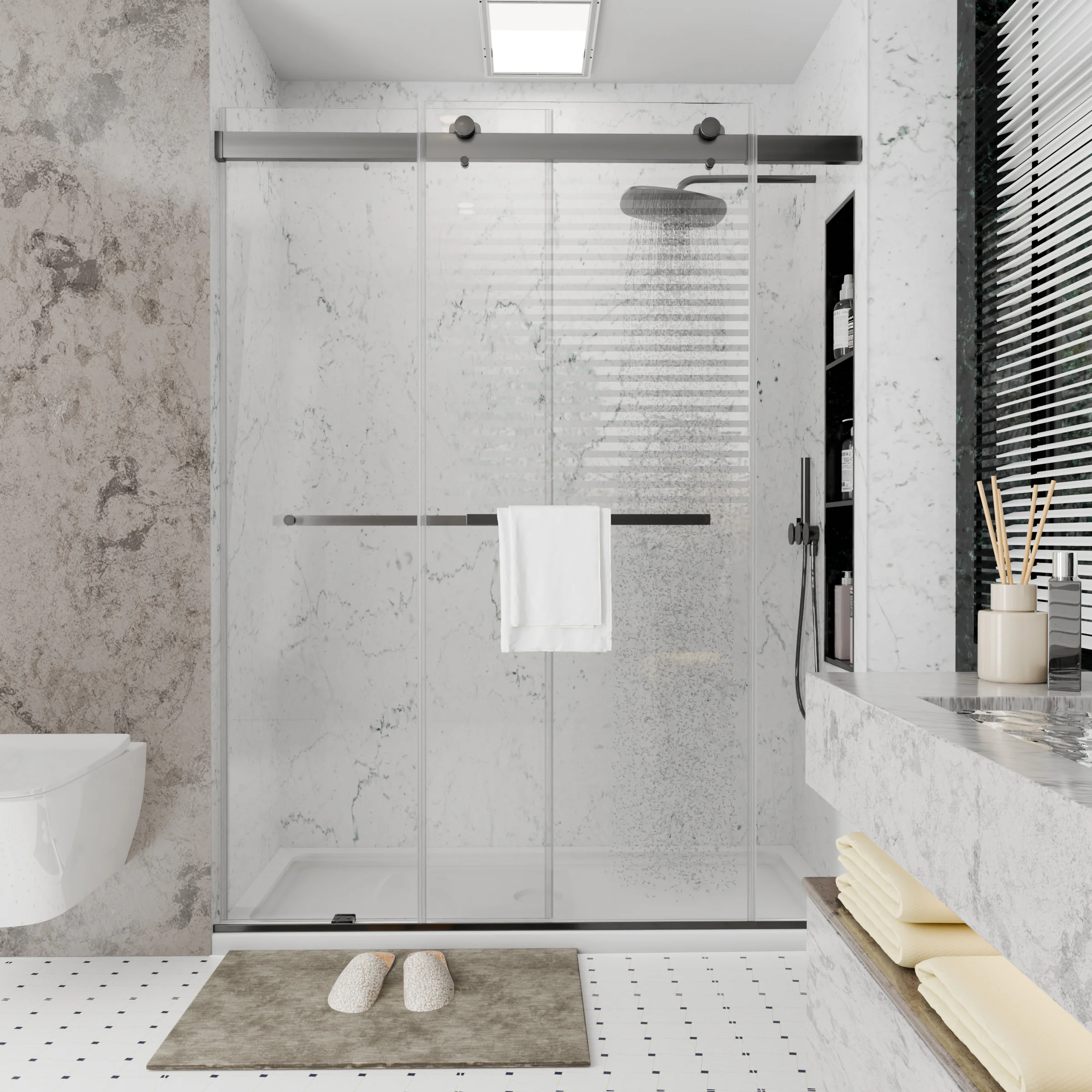 CALYZ Frameless Shower Door | Bypass Sliding 56-60"W x 75"H - Image 12