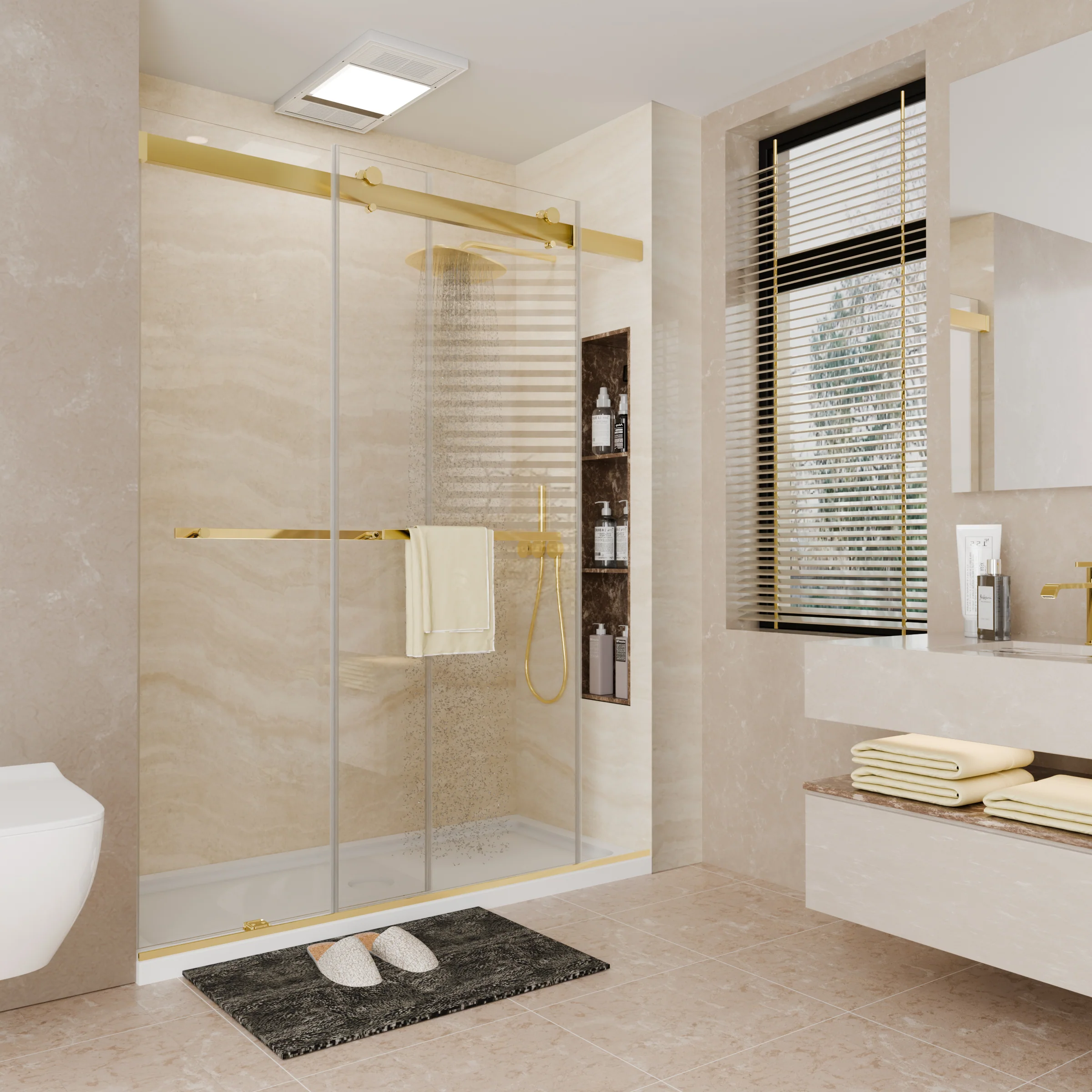 CALYZ Frameless Shower Door | Bypass Sliding 56-60"W x 75"H - Image 4