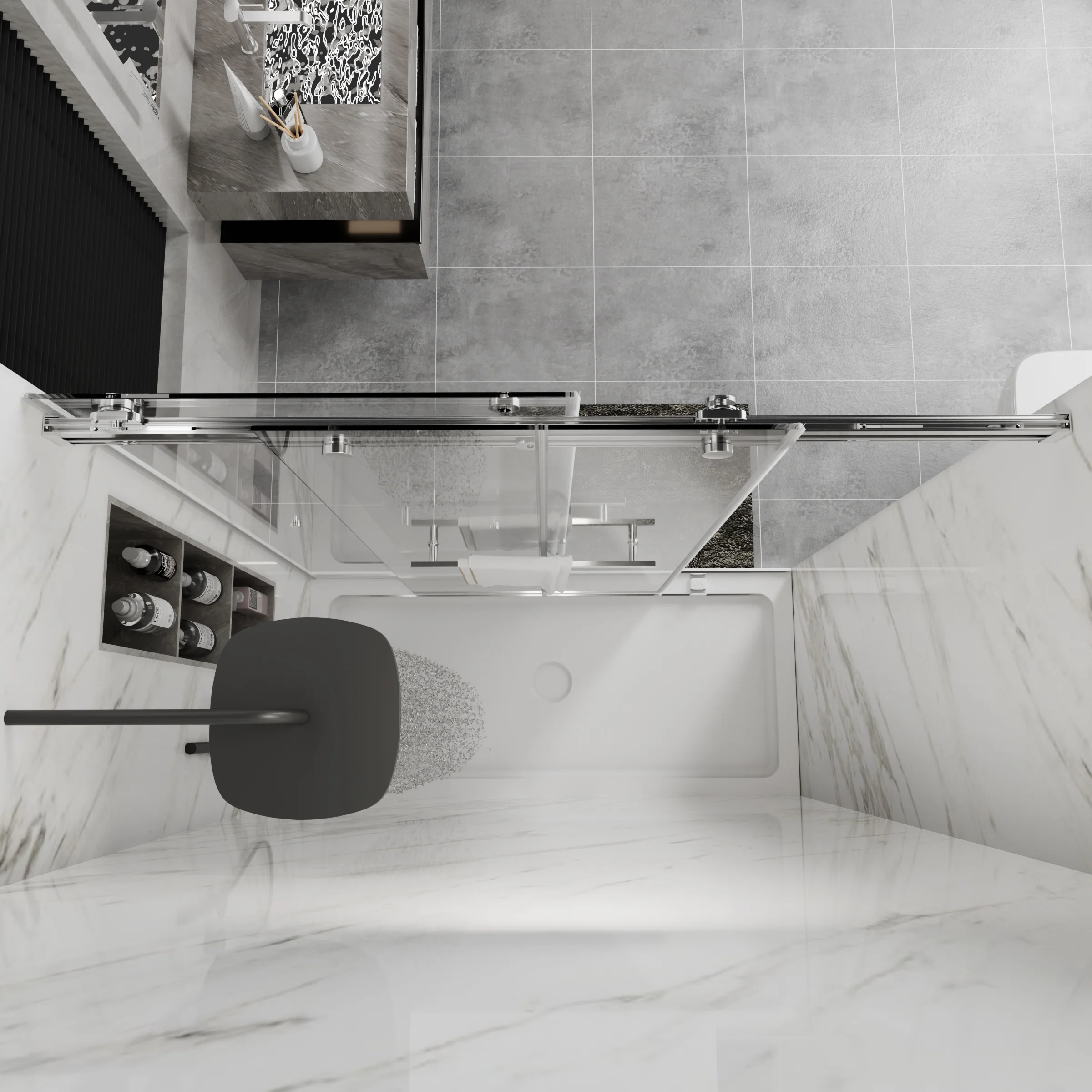 CALYZ Frameless Shower Door | Bypass Sliding 56-60"W x 75"H - Image 9