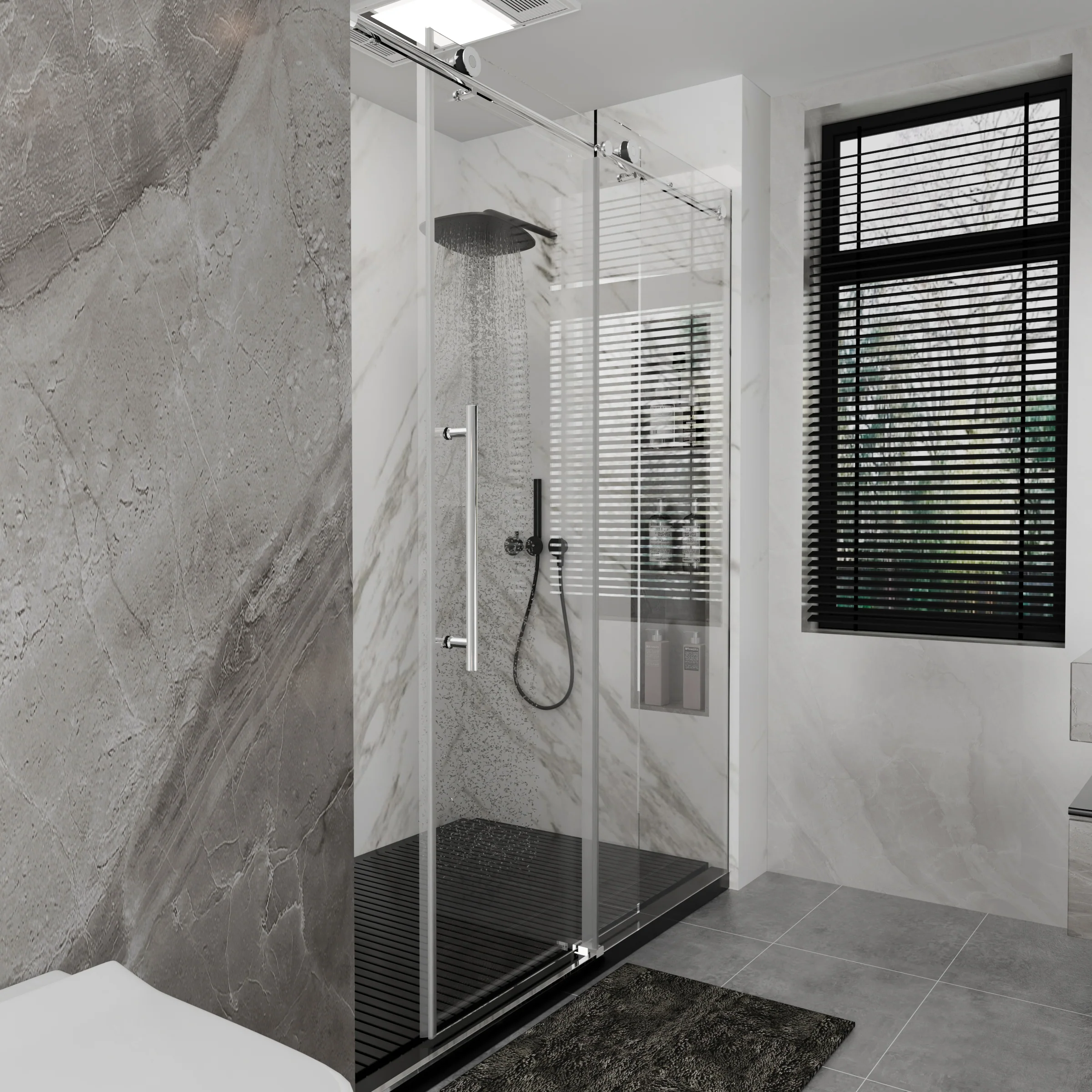 CALYZ Frameless Shower Door | Single Sliding 56-60"W x 75"H - Image 10