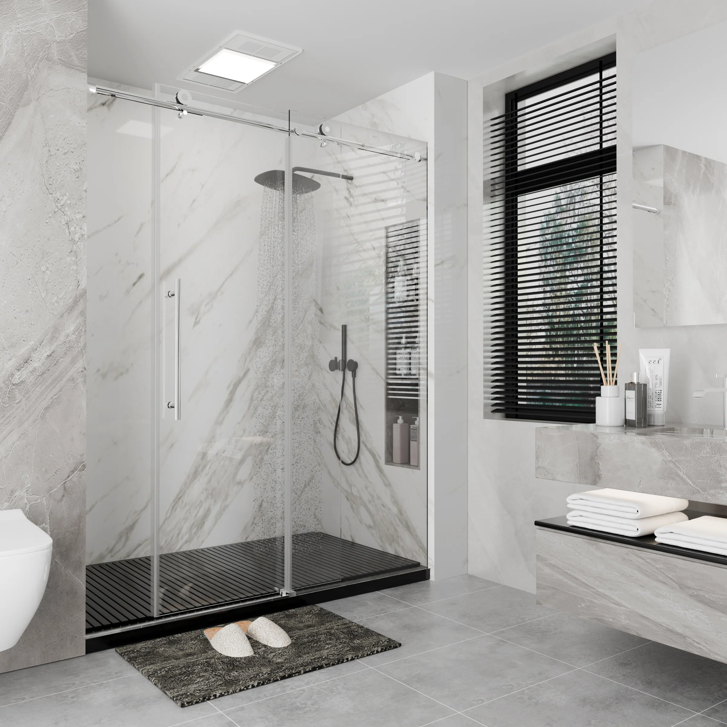 CALYZ Frameless Shower Door | Single Sliding 56-60"W x 75"H - Image 11