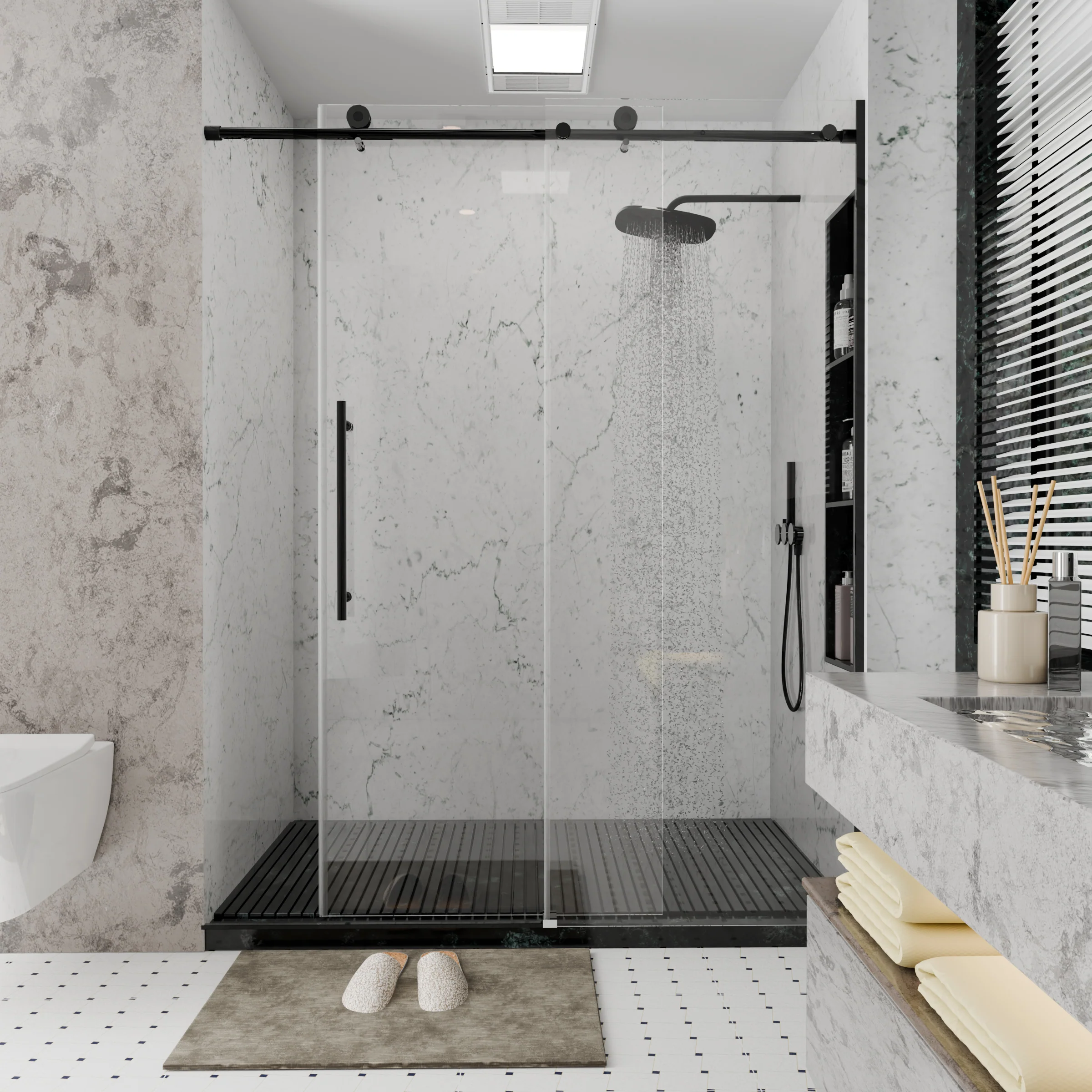 CALYZ Frameless Shower Door | Single Sliding 56-60"W x 75"H - Image 12