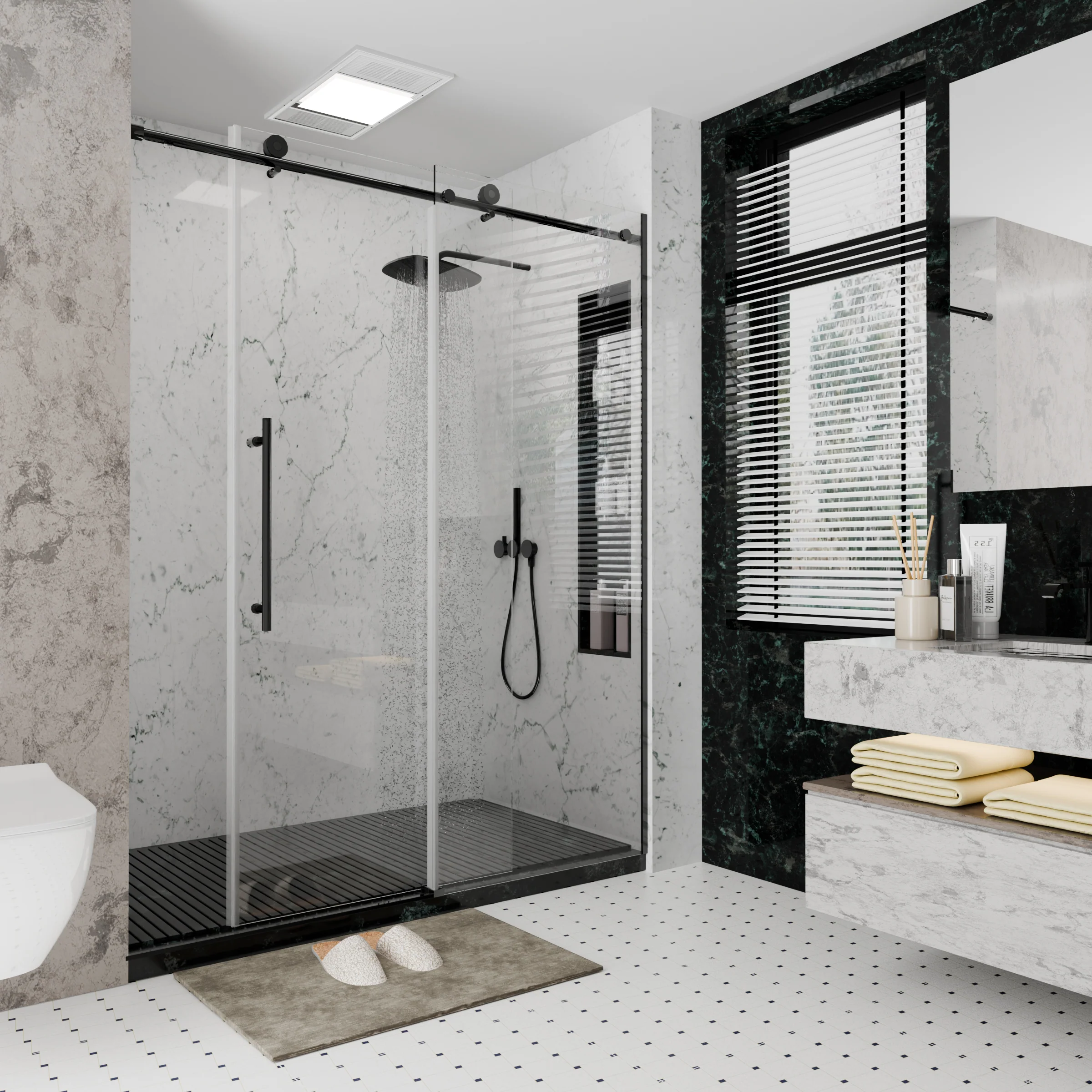 CALYZ Frameless Shower Door | Single Sliding 56-60"W x 75"H - Image 15