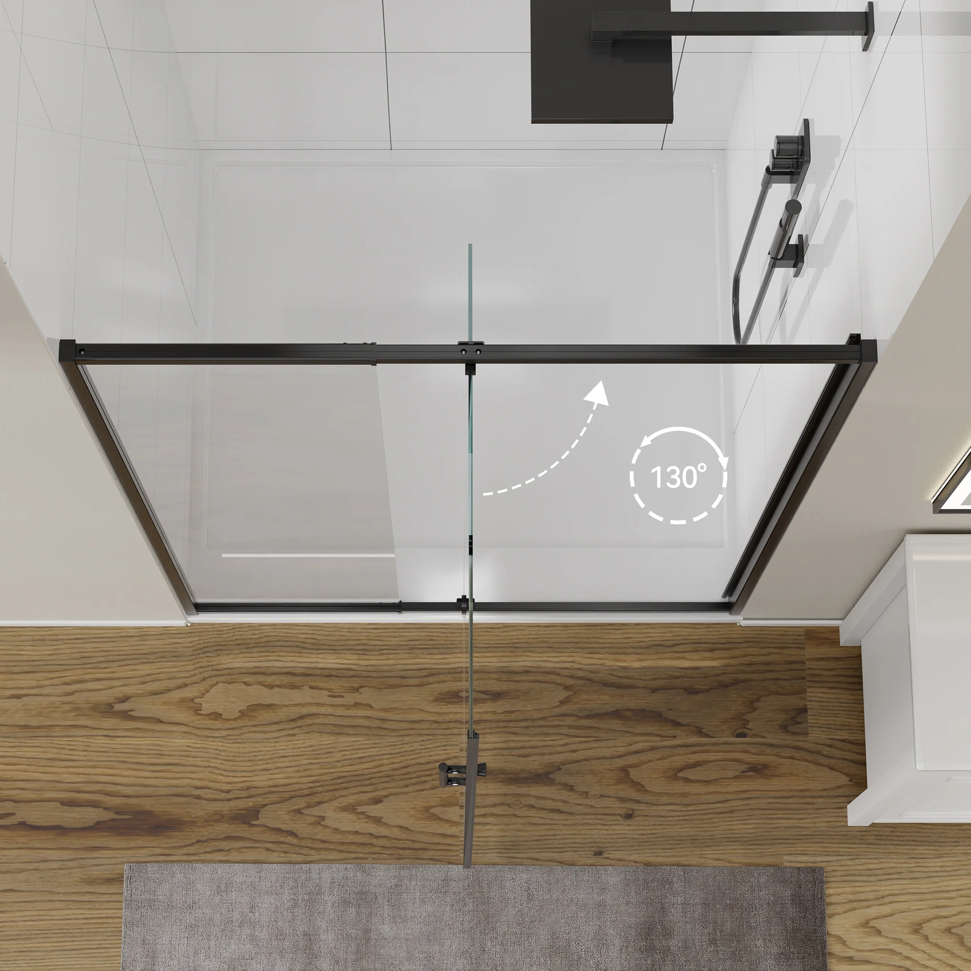 CALYZ Pivot Glass Shower Door 38-42"W x 71"H - Image 3