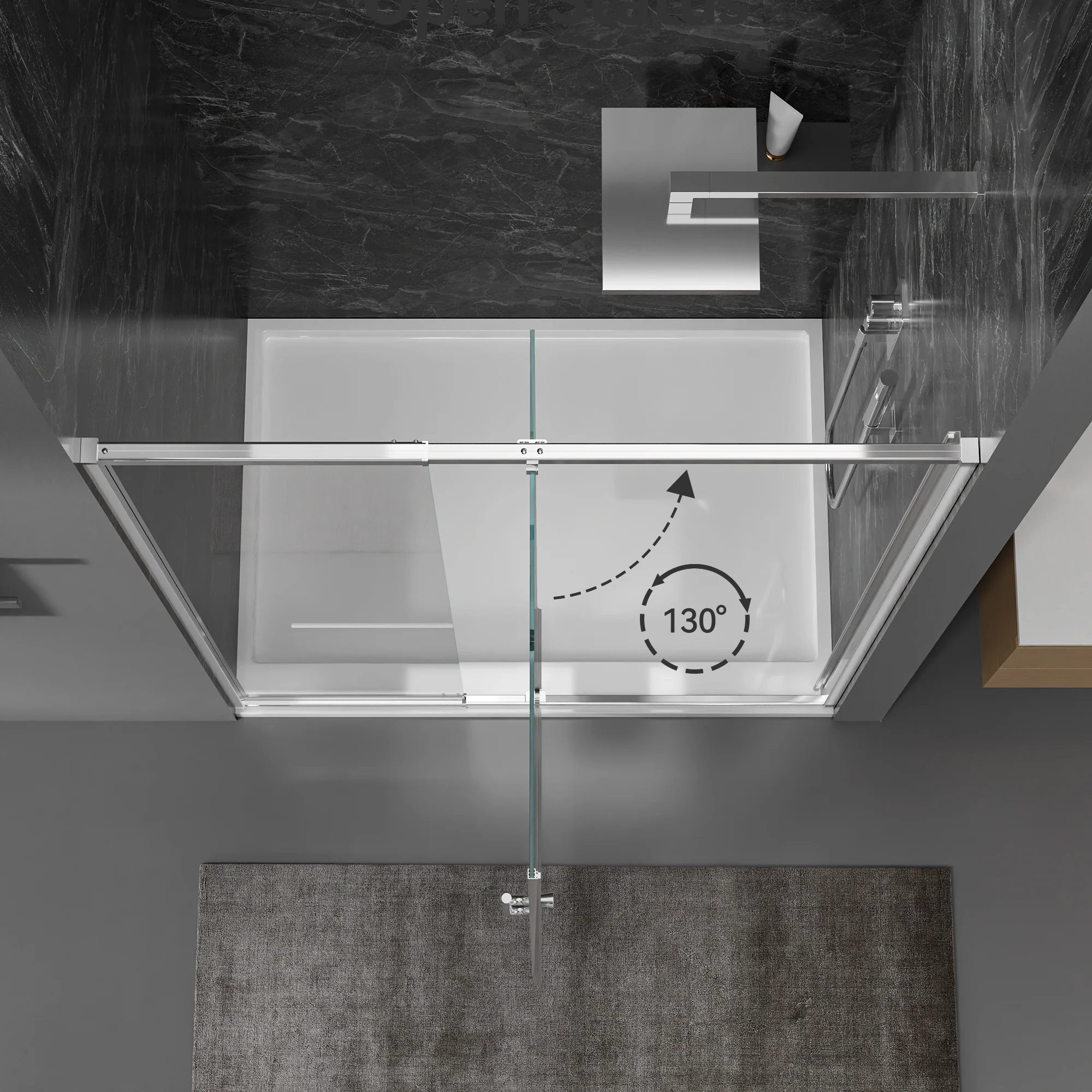 CALYZ Pivot Glass Shower Door 38-42"W x 71"H - Image 8