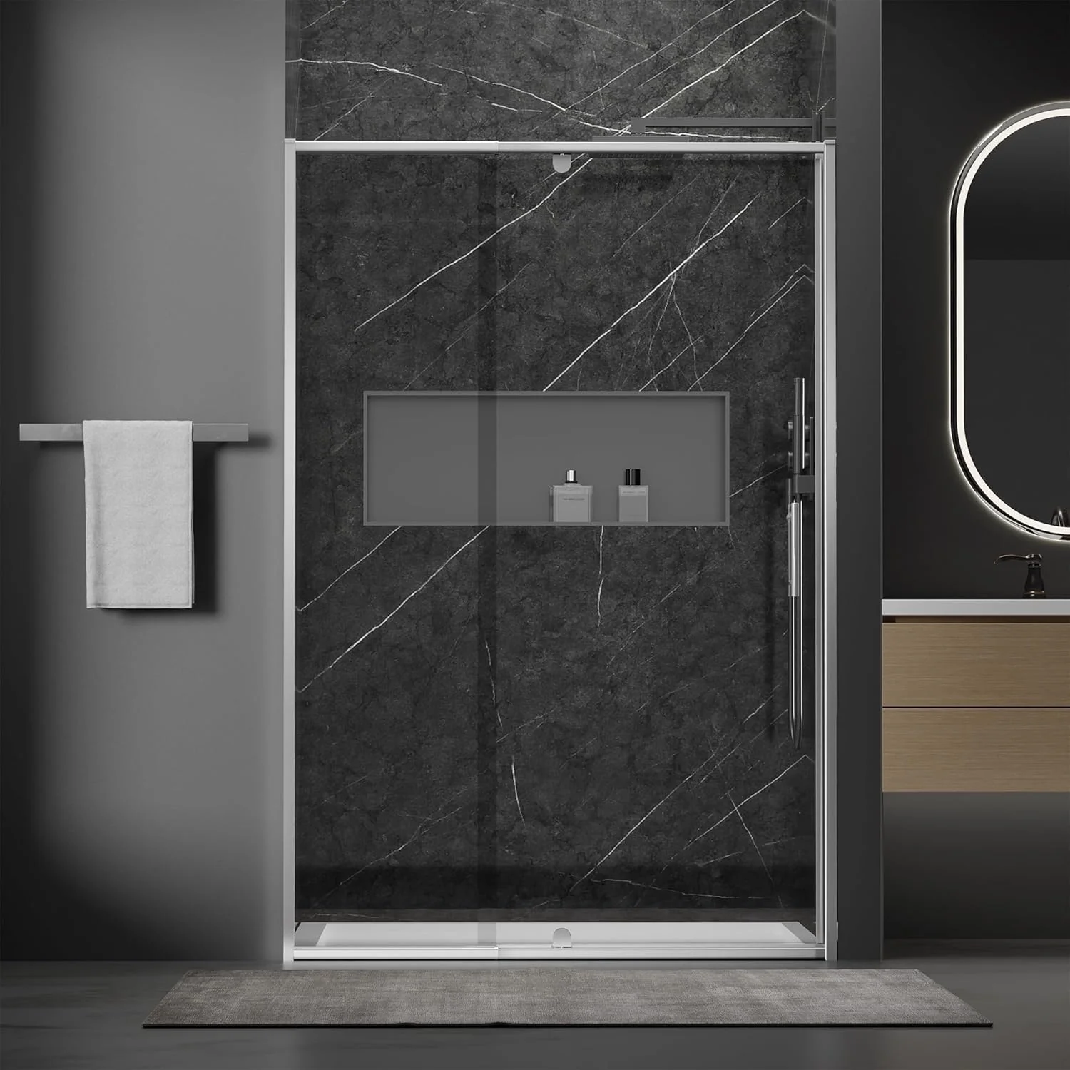 CALYZ Pivot Glass Shower Door 44-48"W x 71"H - Image 3