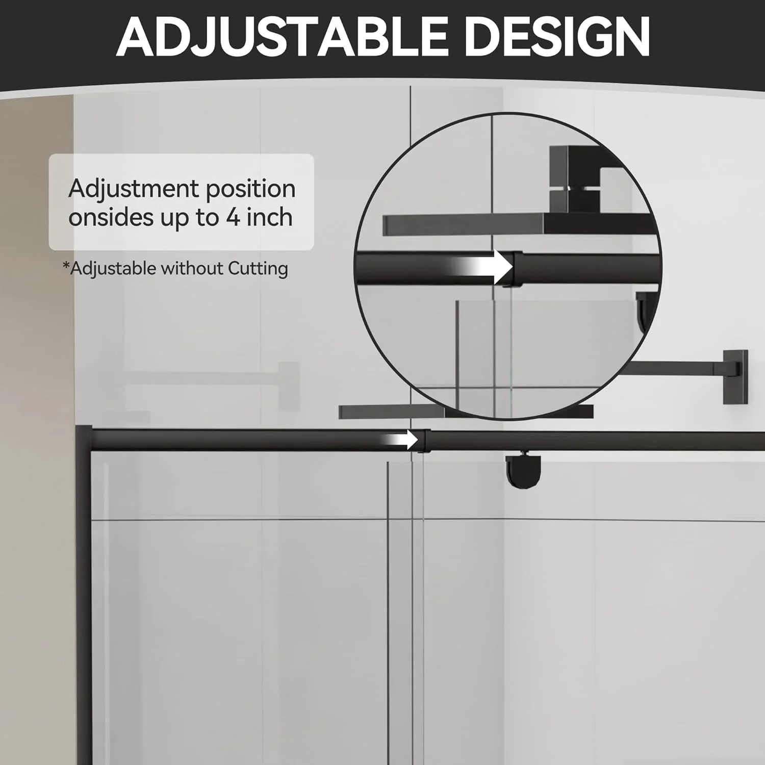 CALYZ Pivot Glass Shower Door 44-48"W x 71"H - Image 7