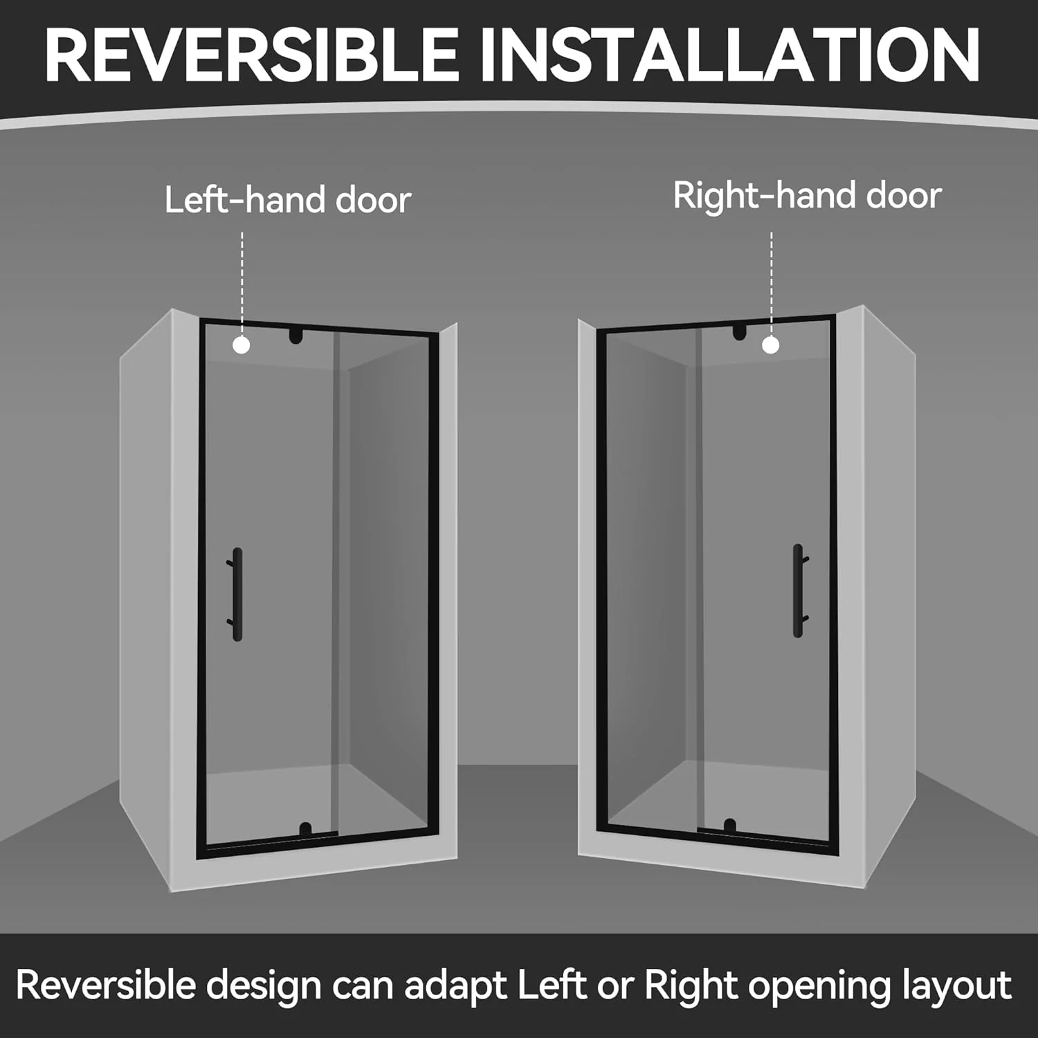 CALYZ Pivot Glass Shower Door 44-48"W x 71"H - Image 9