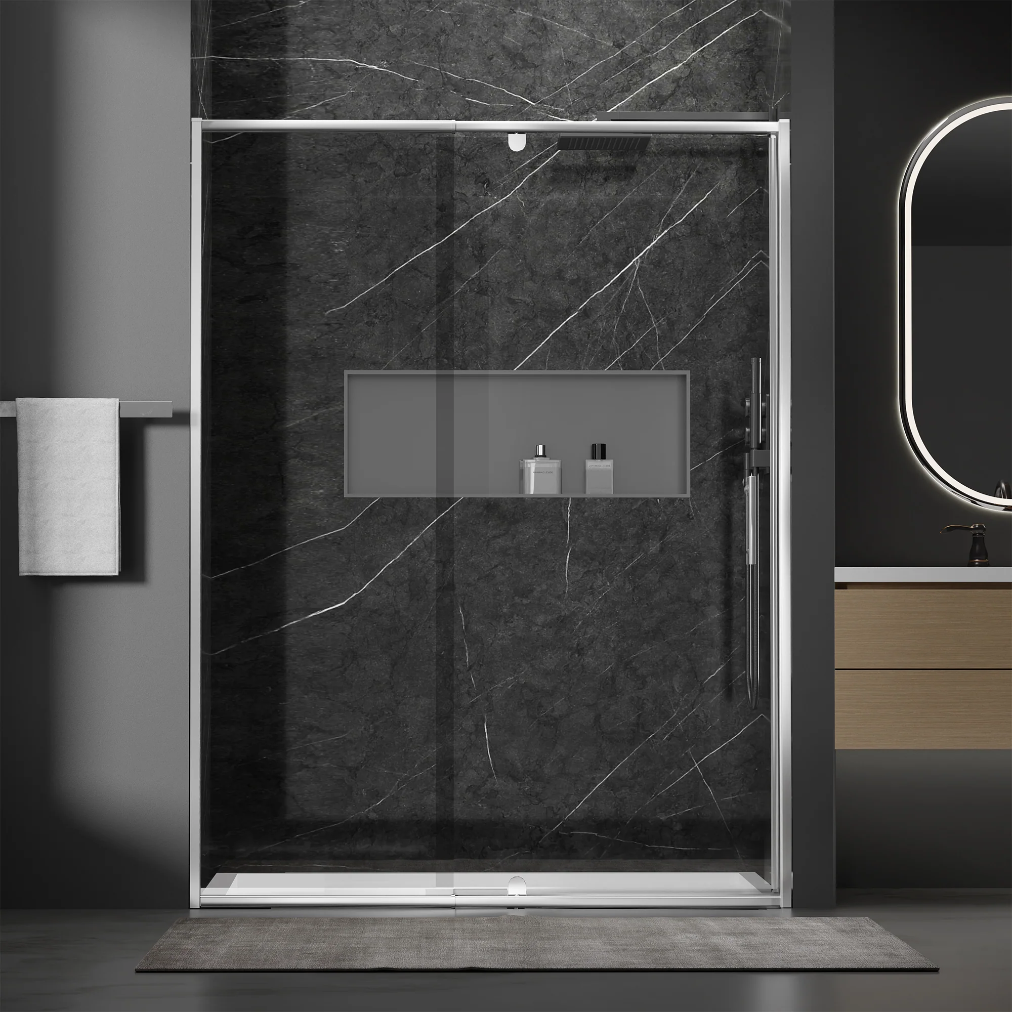 CALYZ Pivot Glass Shower Door 50-54" W x 71" H - Image 5