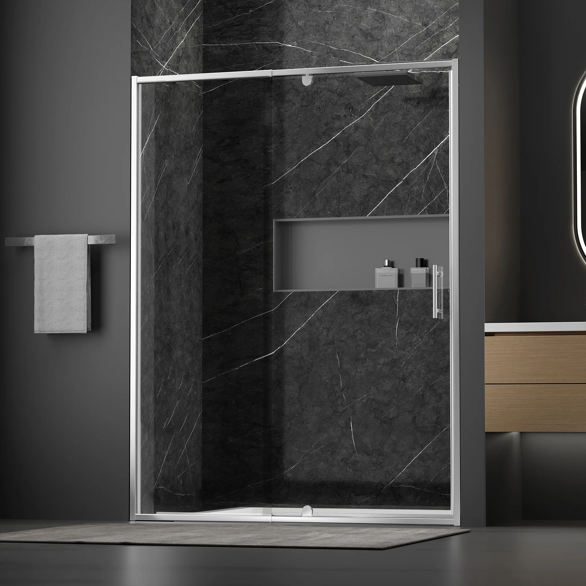 CALYZ Pivot Glass Shower Door 50-54" W x 71" H - Image 6