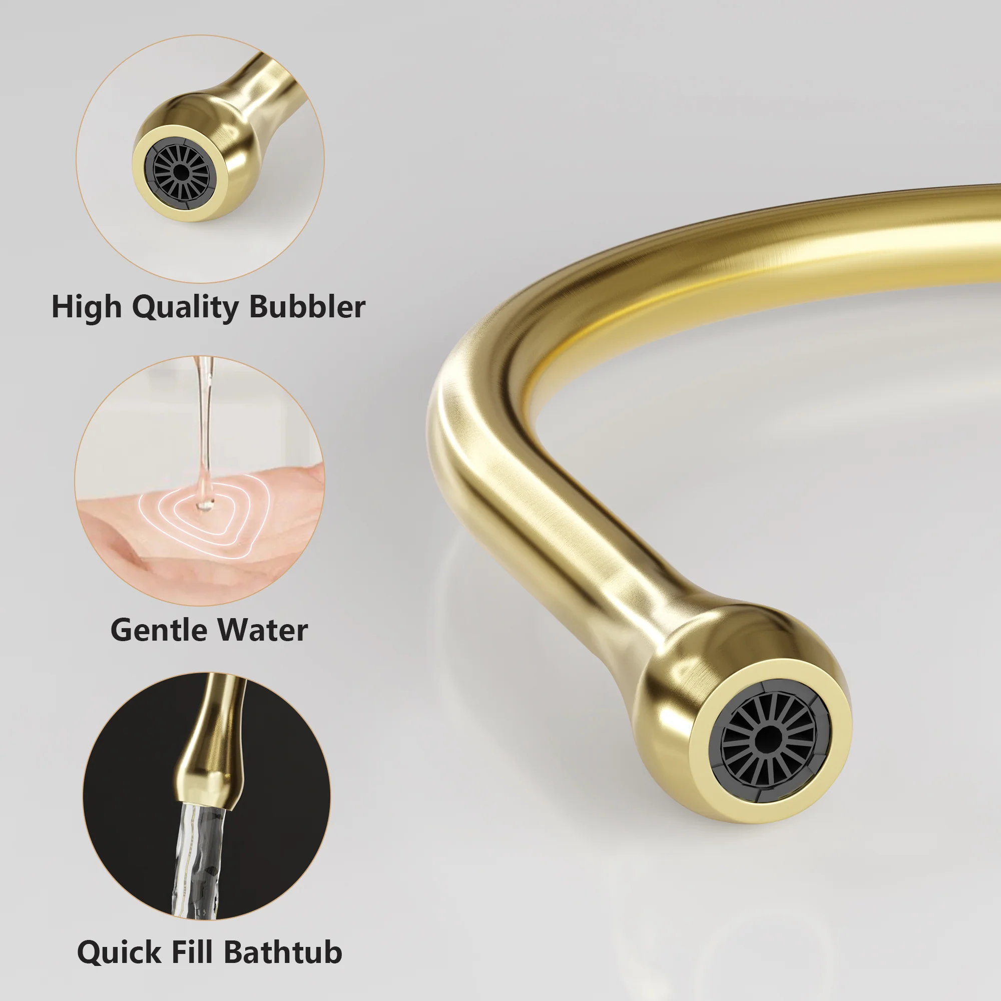 SpaSyra Free Standing Bath Tub Faucet with Hand Shower | Brushed Brass - Image 5