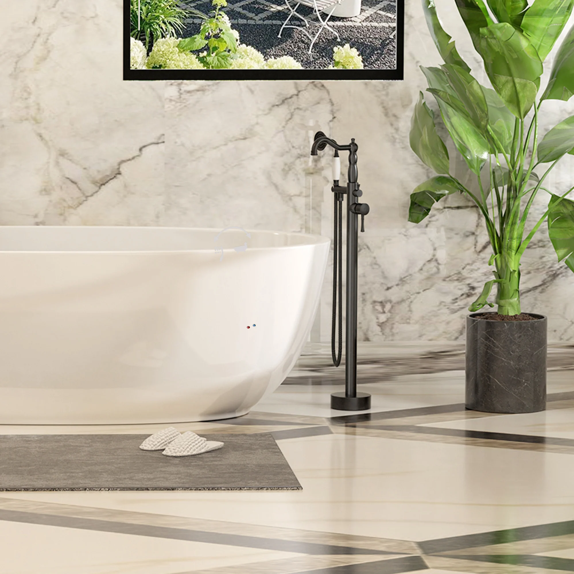 SpaSyra Free Standing Faucet for Tub with Hand Shower - Image 2