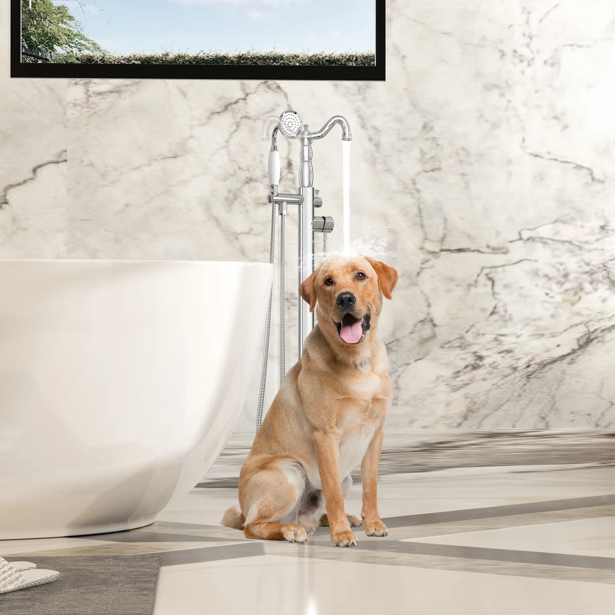 SpaSyra Free Standing Faucet for Tub with Hand Shower - Image 7