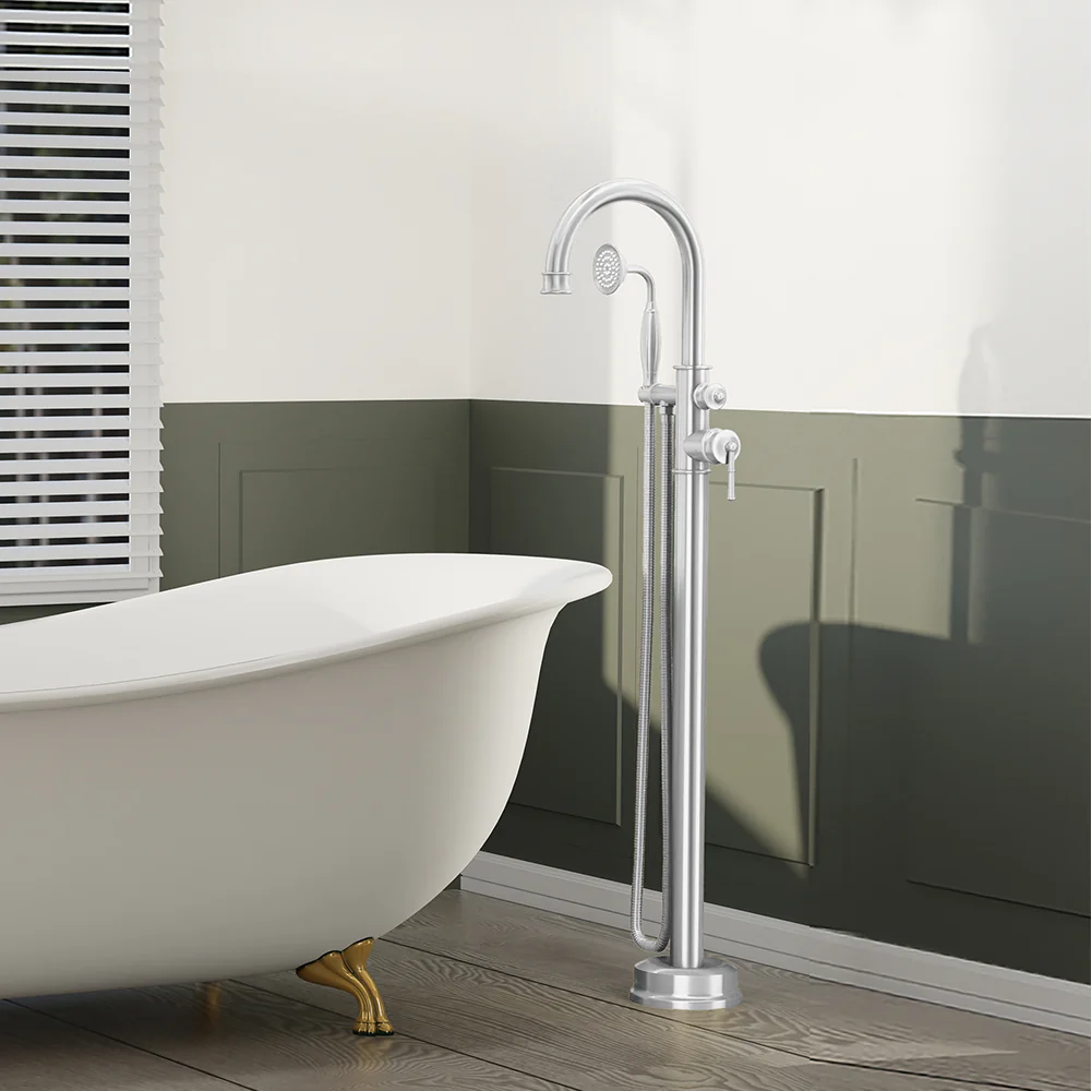 SpaSyra Freestanding Bathtub Faucet with Hand Shower - Image 4