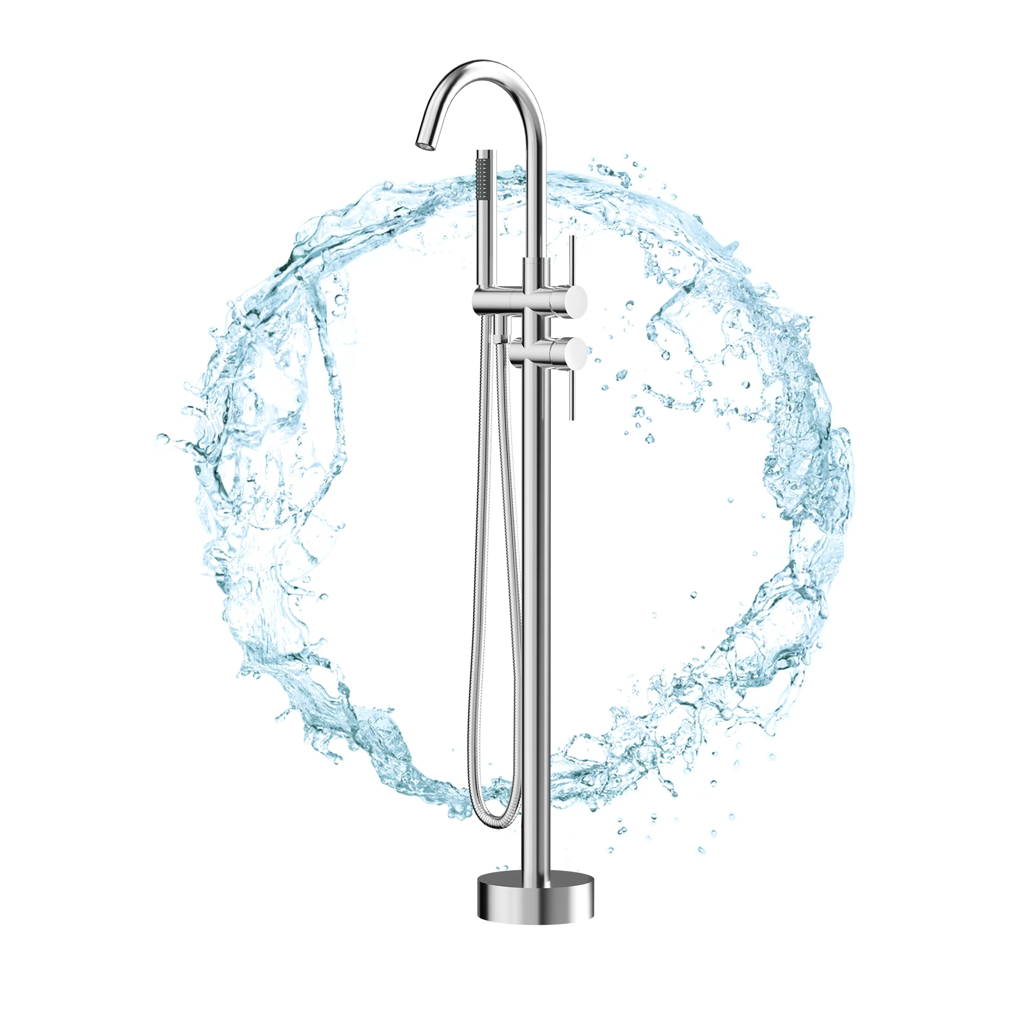 SpaSyra Freestanding Tub Faucet with Hand Shower - Image 10