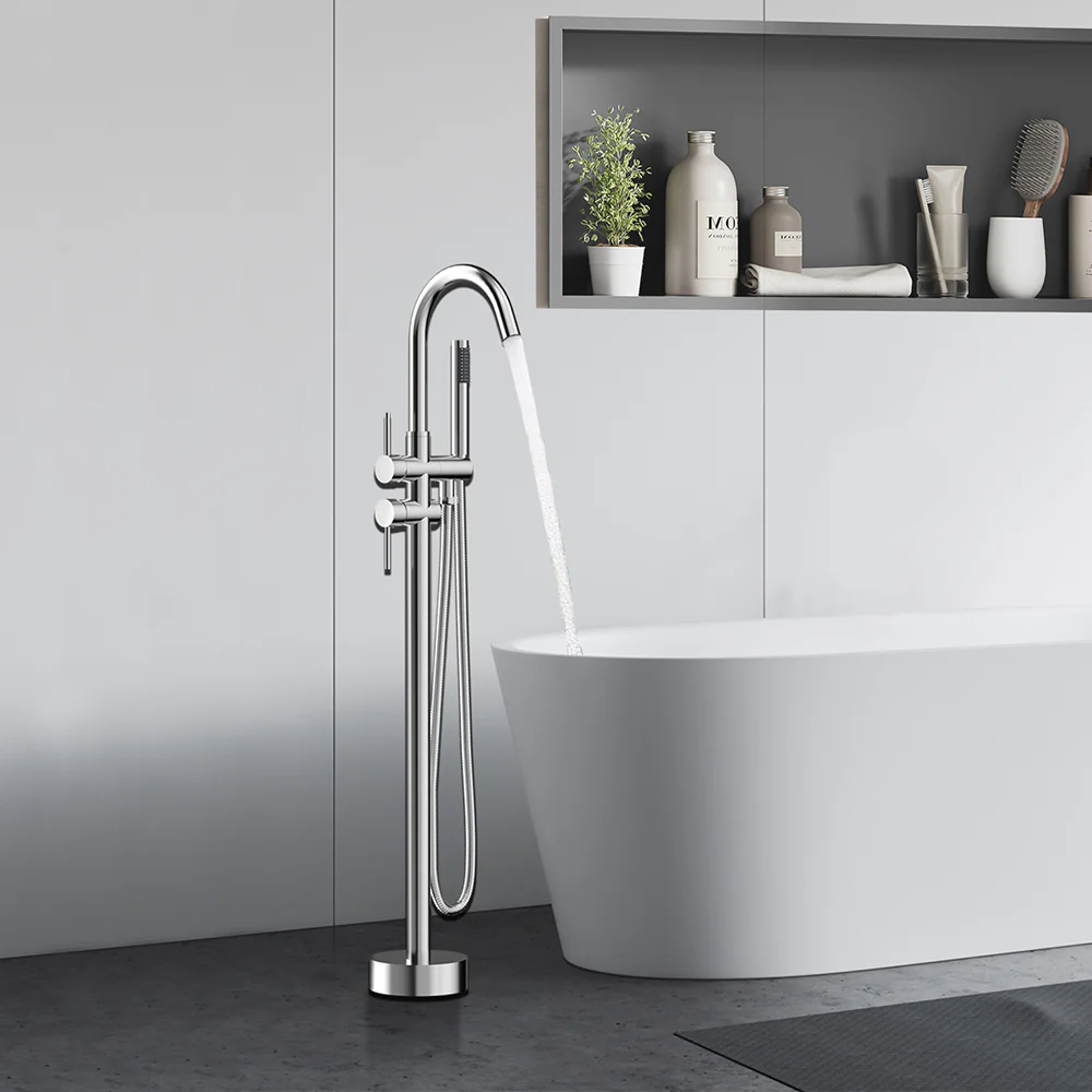 SpaSyra Freestanding Tub Faucet with Hand Shower - Image 6